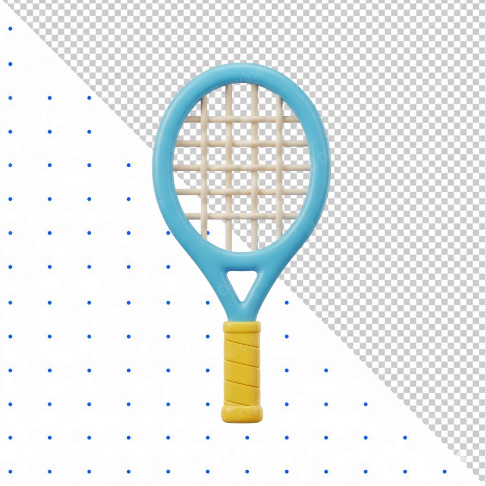 Cartoon 3D Tennis Racket Isolated Transparent PNG Graphic Asset