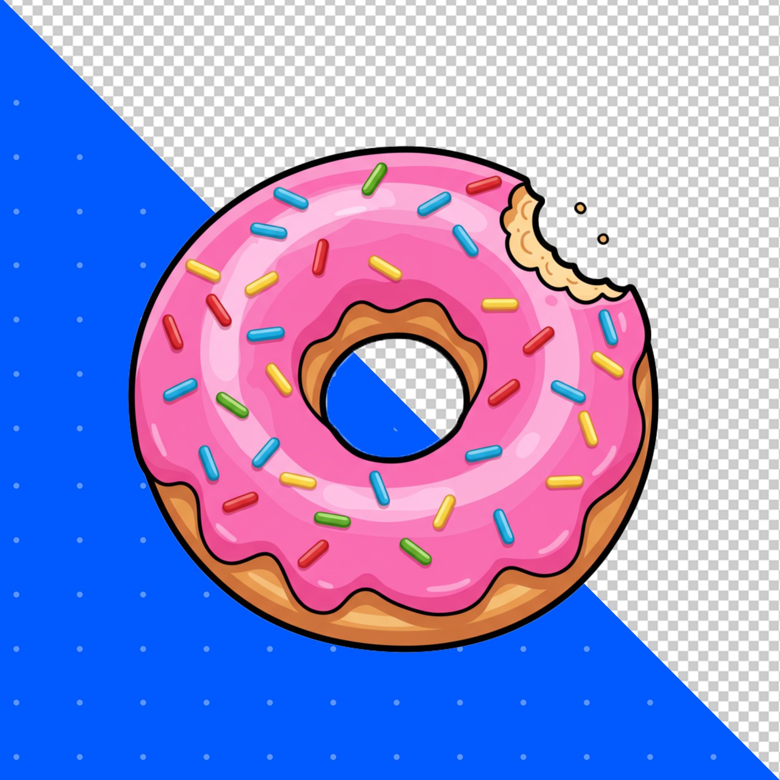 Cartoon Bitten Pink Donut With Sprinkles Transparent PNG