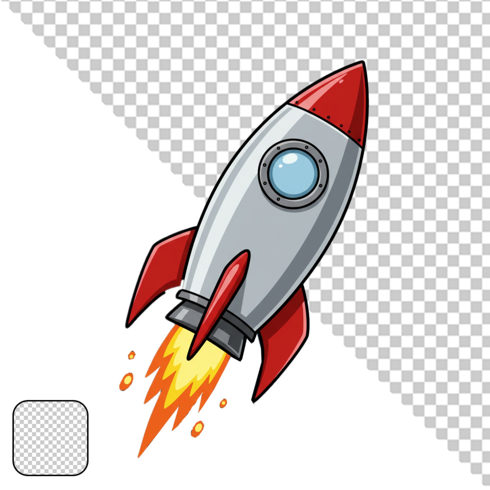 Cartoon Rocket Spaceship Flying With Flames Transparent PNG