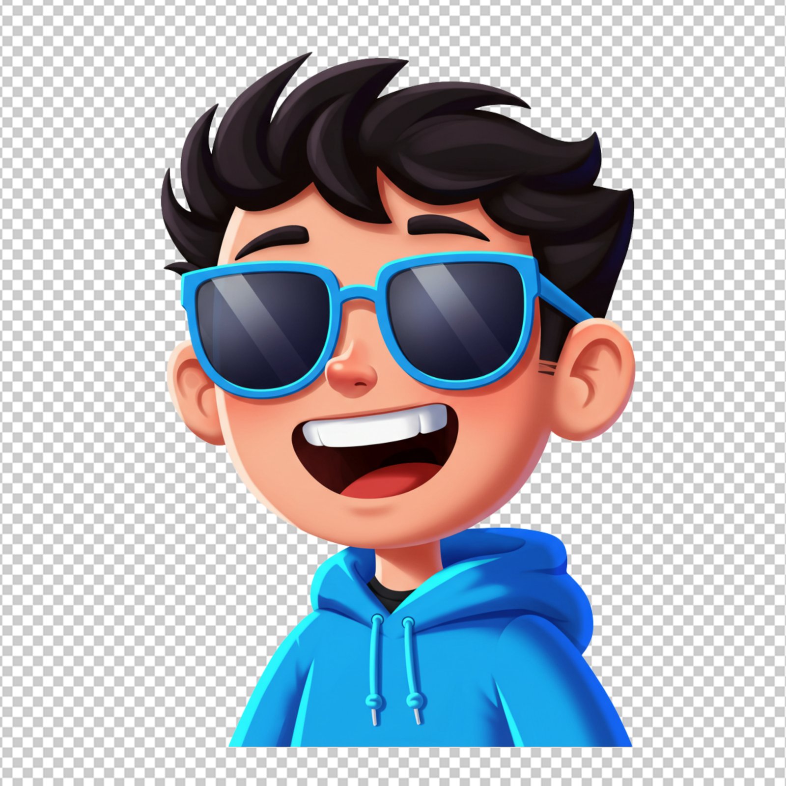 Cheerful Cartoon Boy Avatar With Sunglasses Transparent PNG