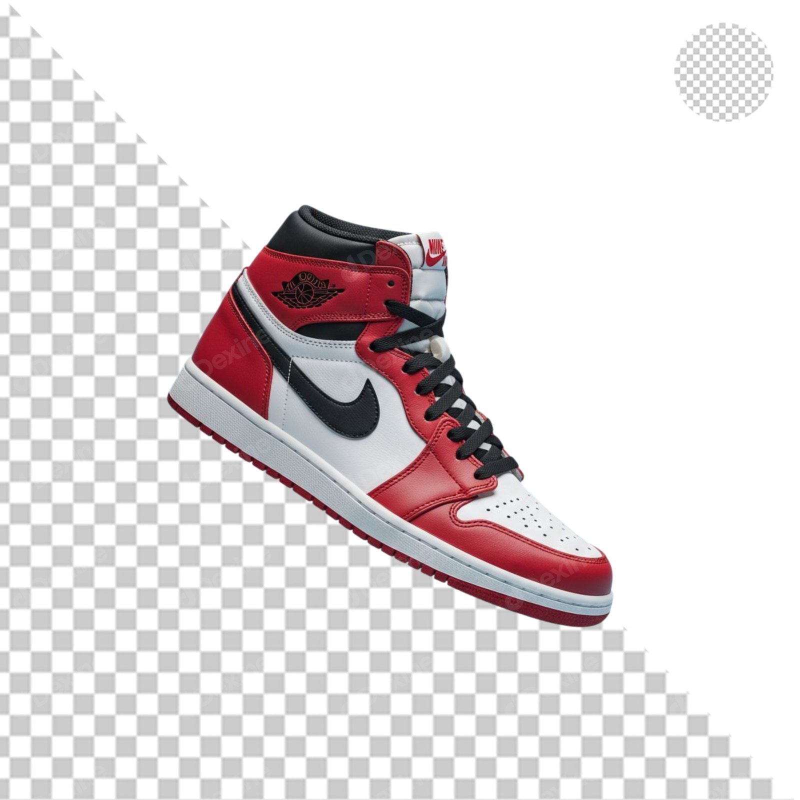 Classic Red White Black High Top Sneaker Transparent PNG Cutout