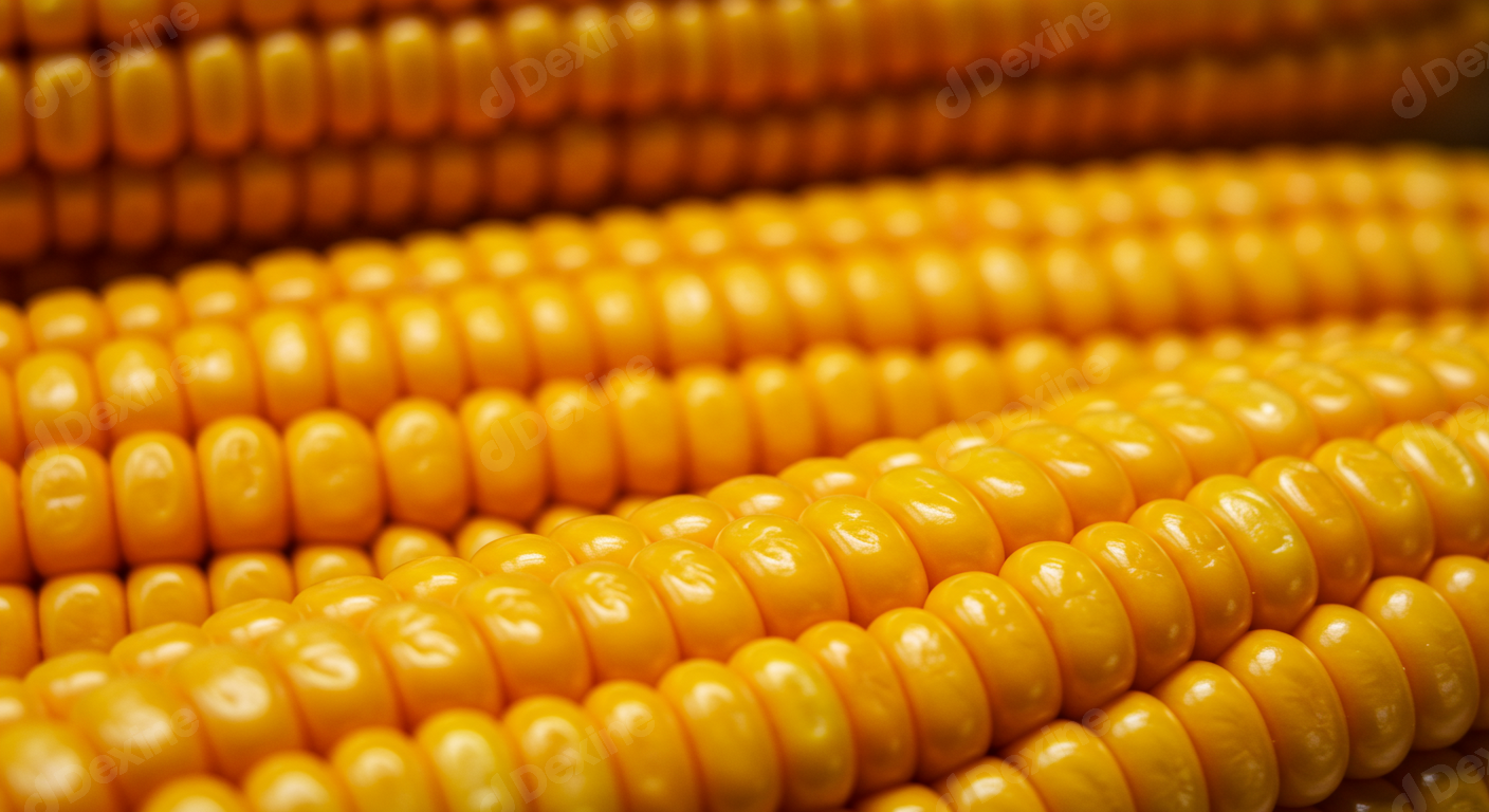 Close Up Of Golden Yellow Corn Kernels And Cobs