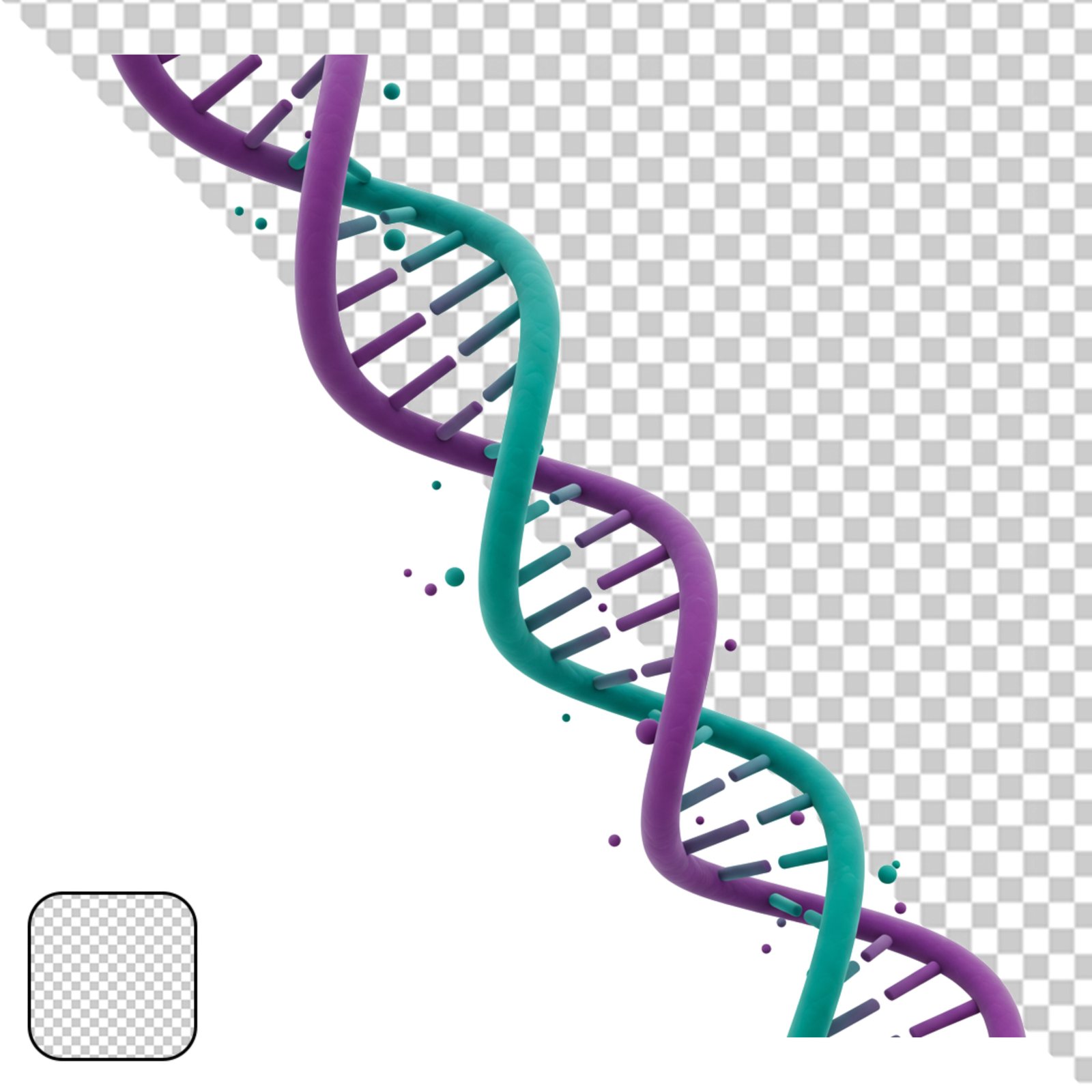 Colorful 3D DNA Helix Structure Transparent Background For Genetic Science
