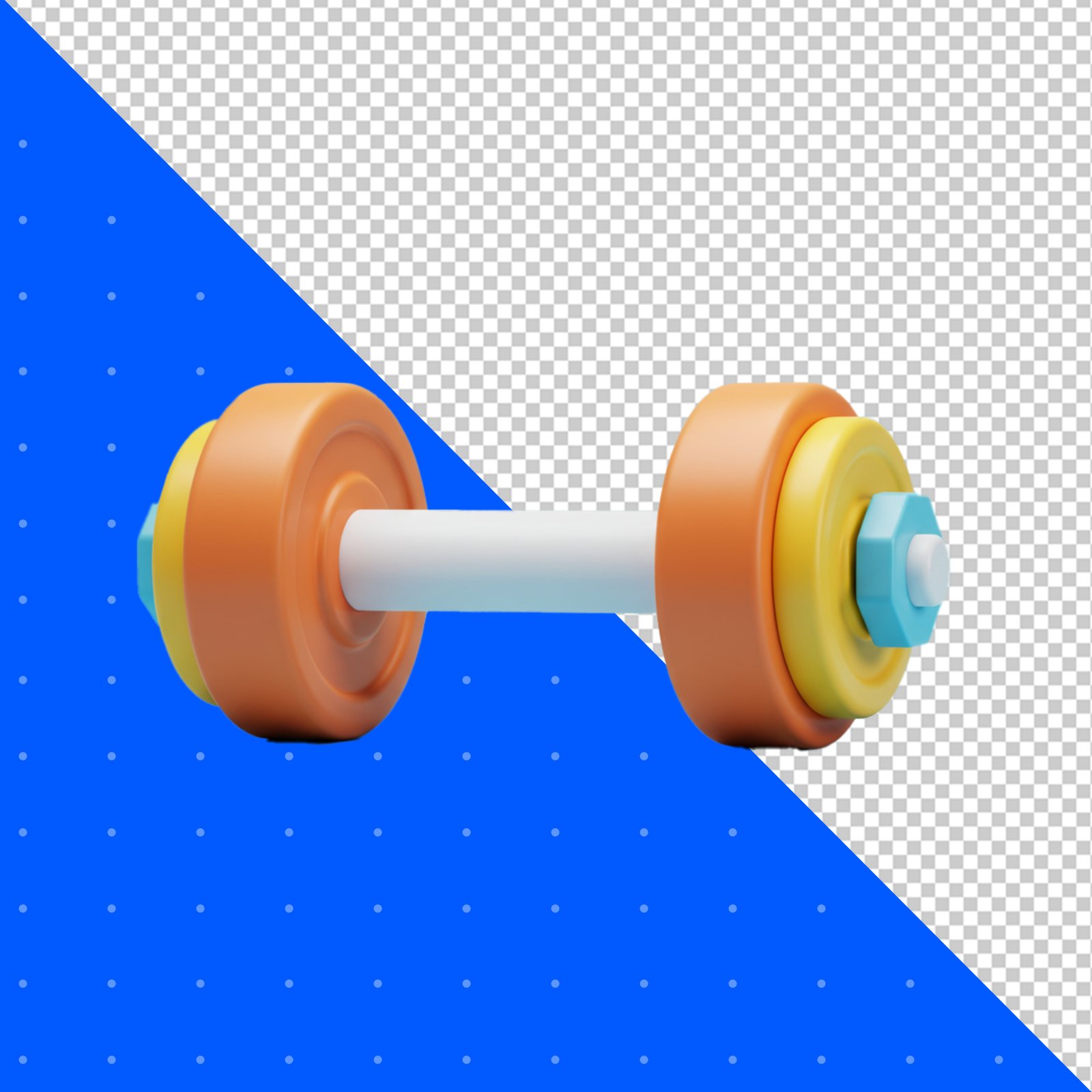 Colorful 3D Rendered Dumbbell Isolated On Transparent Background