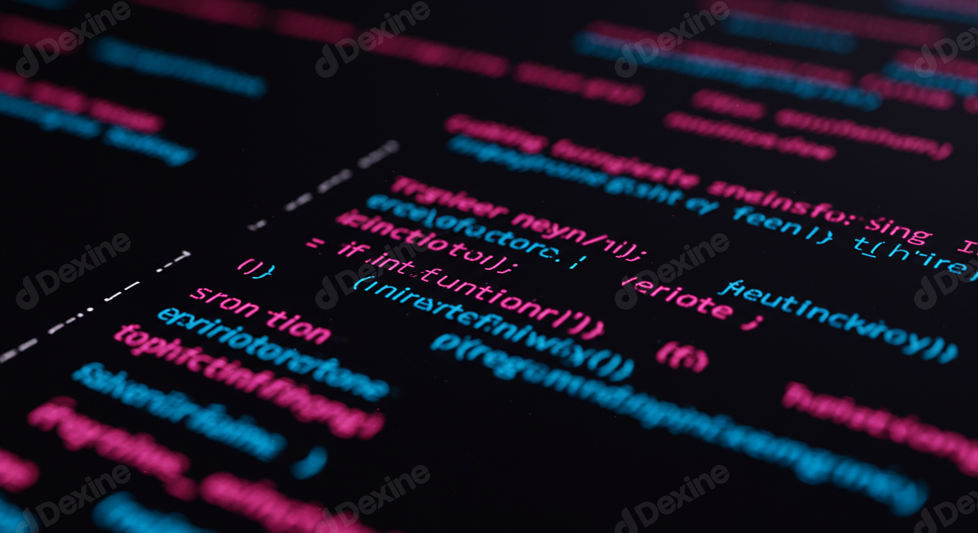 Colorful Abstract Programming Code Lines On Dark Screen
