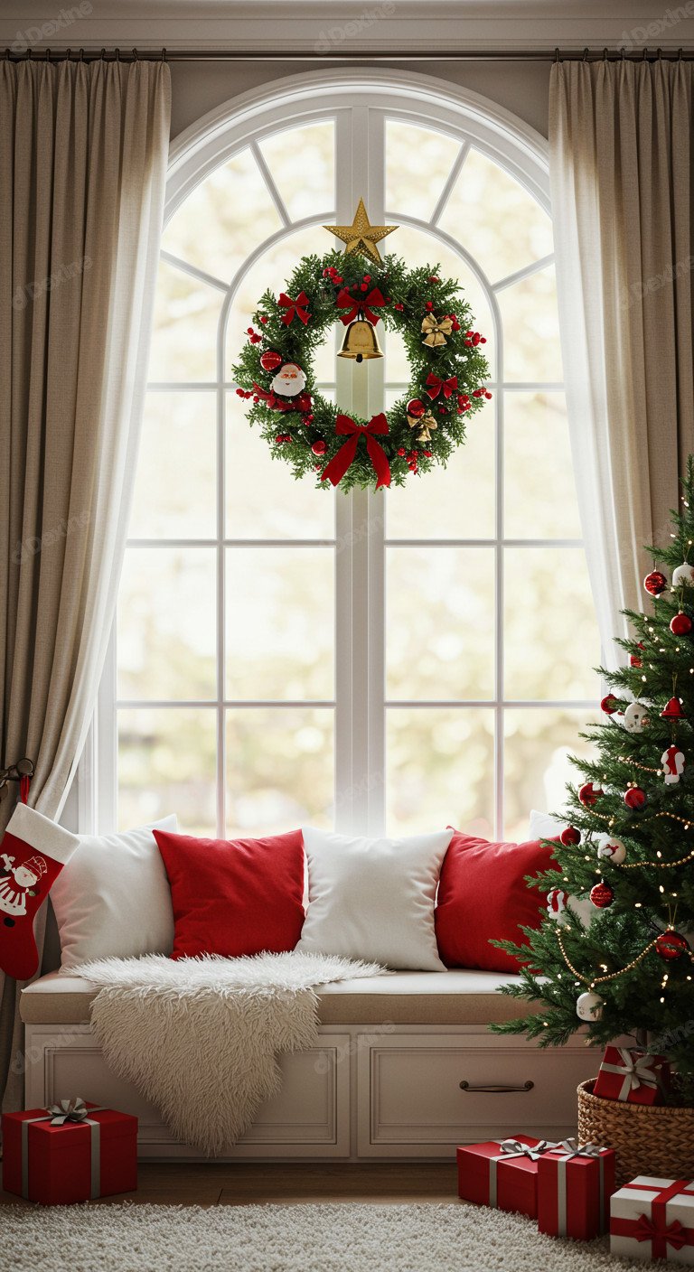 Cozy Christmas Home Interior With Festive Season Vibe And Window Decor