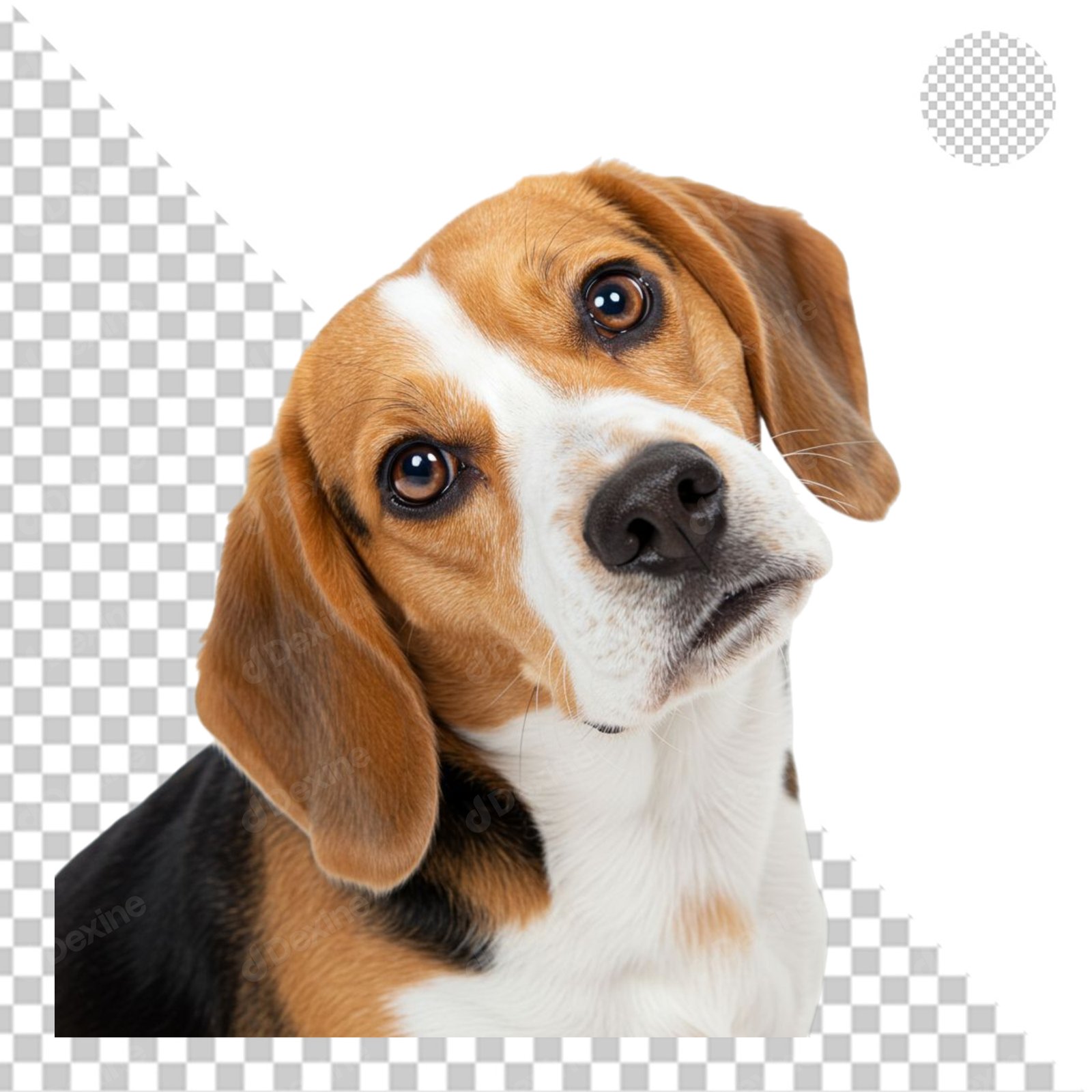 Curious Beagle Dog With Tilted Head On Transparent Background