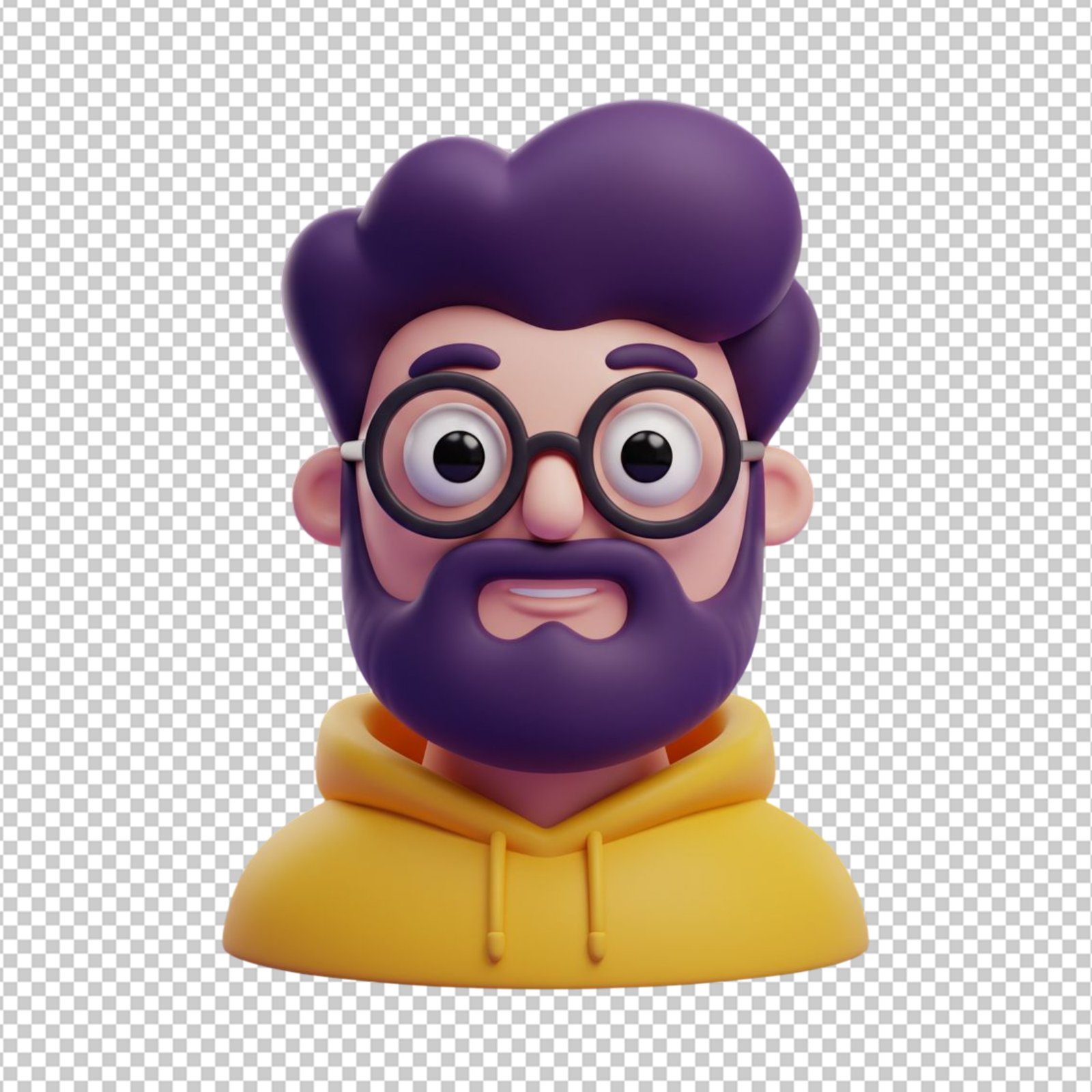 Cute 3D Man Character With Beard And Glasses Transparent PNG