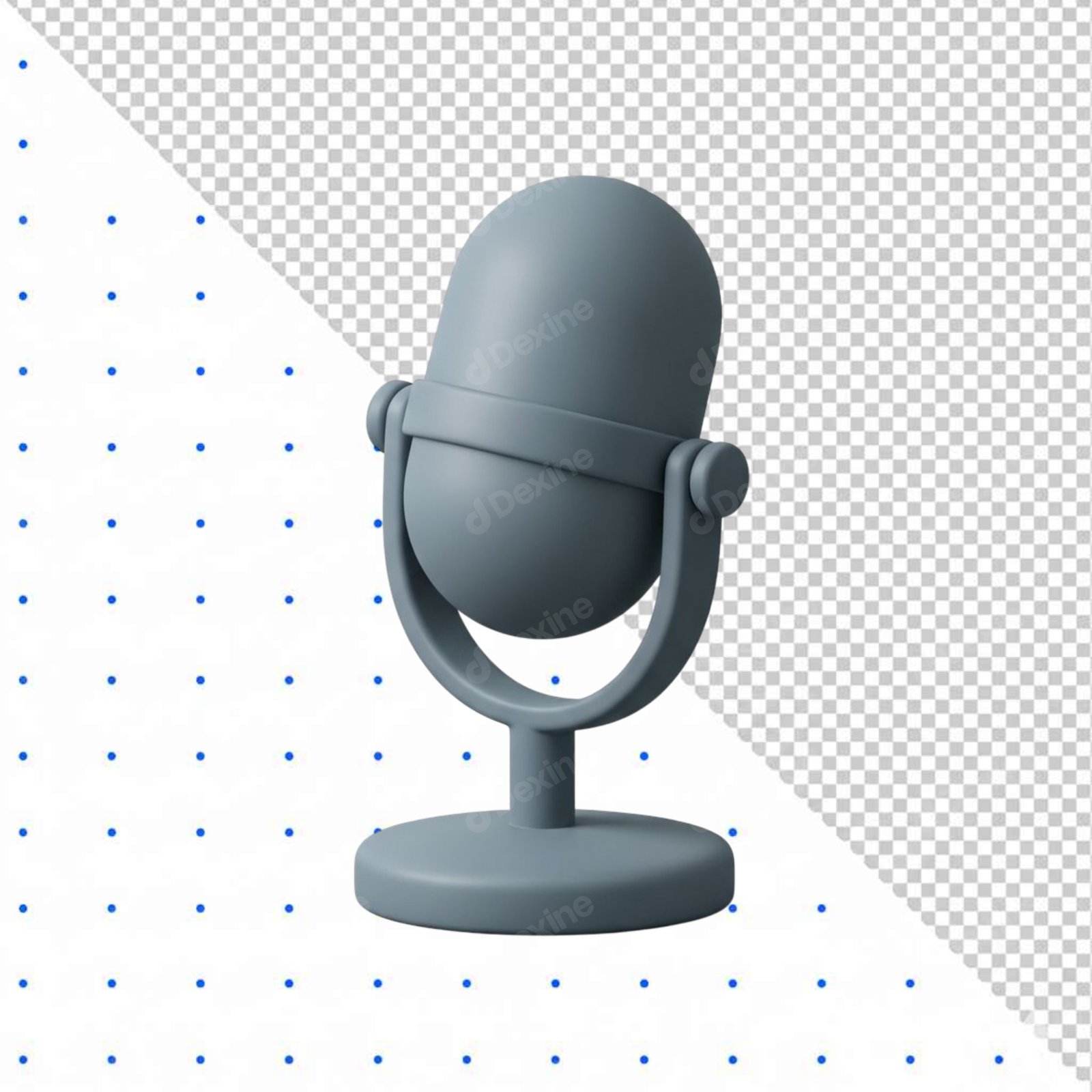 Cute 3D Retro Microphone Icon Isolated Cutout Transparent Background PNG