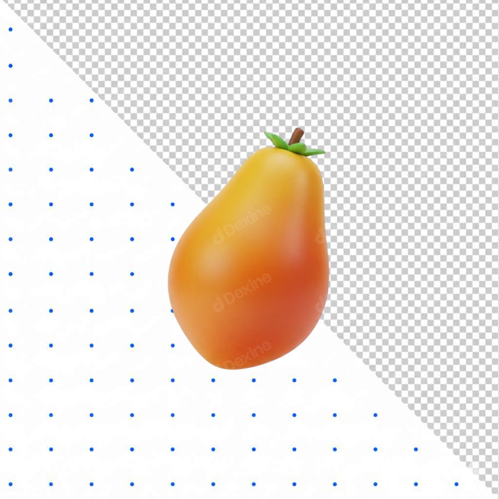 Cute 3D Ripe Mango Fruit Icon Isolated On Transparent Background