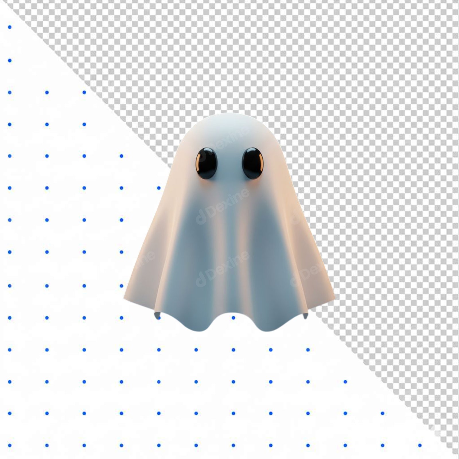Cute 3D Spooky Ghost Character Isolated Transparent PNG Element