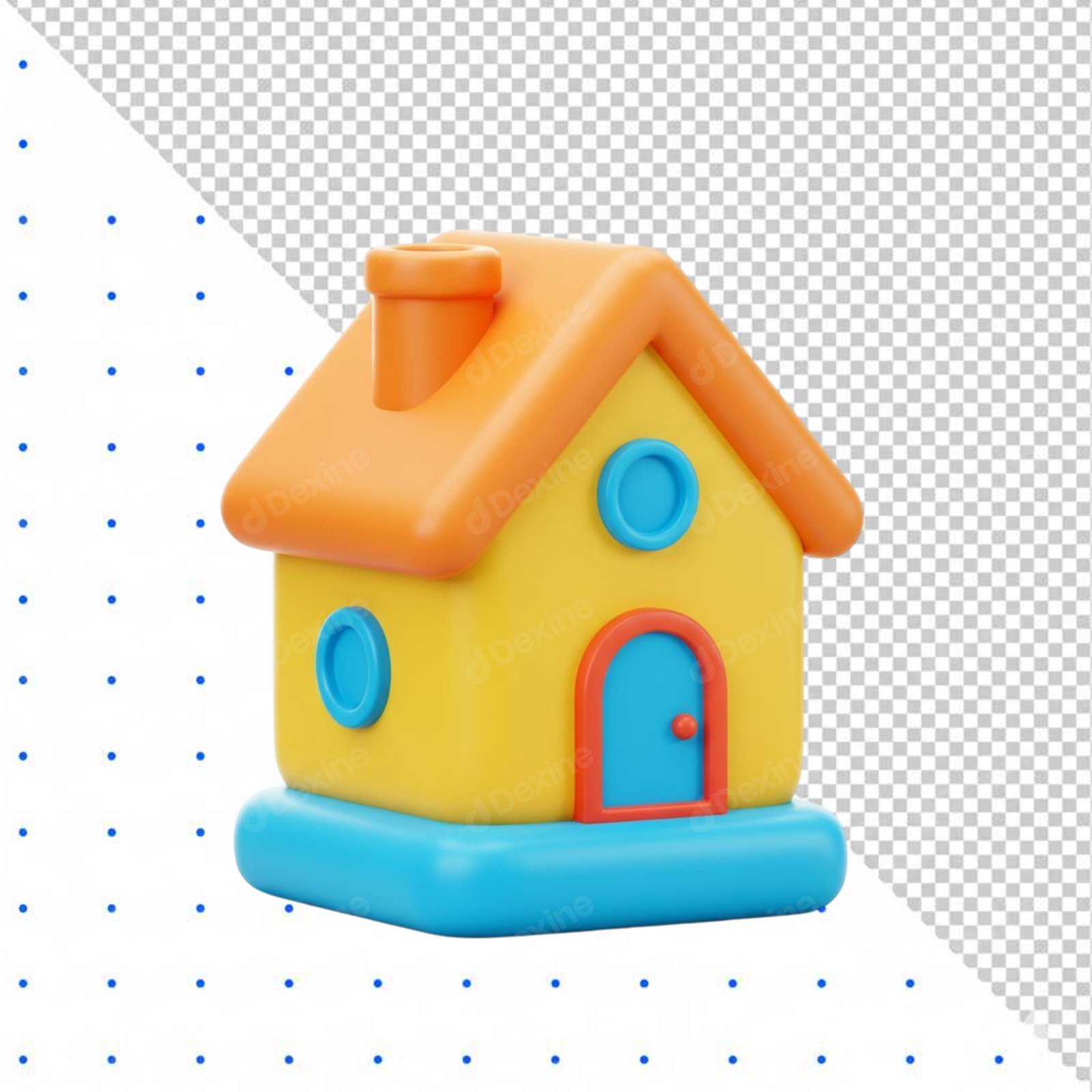 Cute 3D Yellow House Icon Isolated On Transparent Background