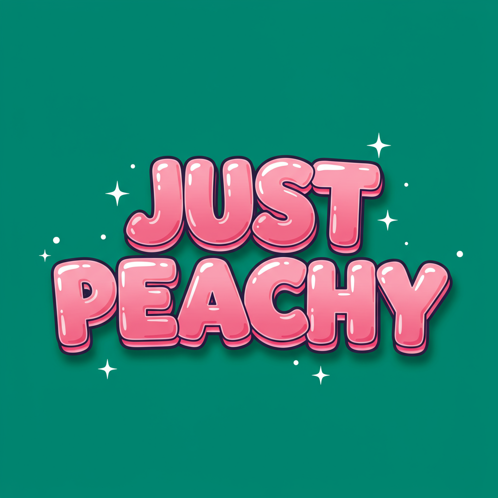 Cute Bubbly Pink Just Peachy Cartoon Text Illustration With Sparkles