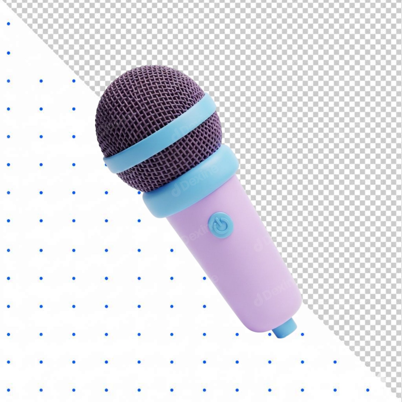 Cute Cartoon 3D Microphone Icon PNG Isolated On Transparent Background