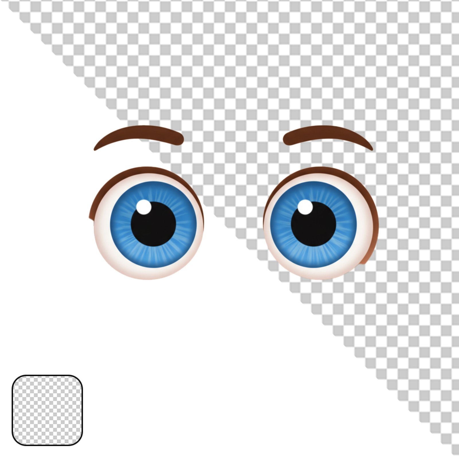 Cute Cartoon Blue Eyes And Eyebrows Isolated Transparent PNG