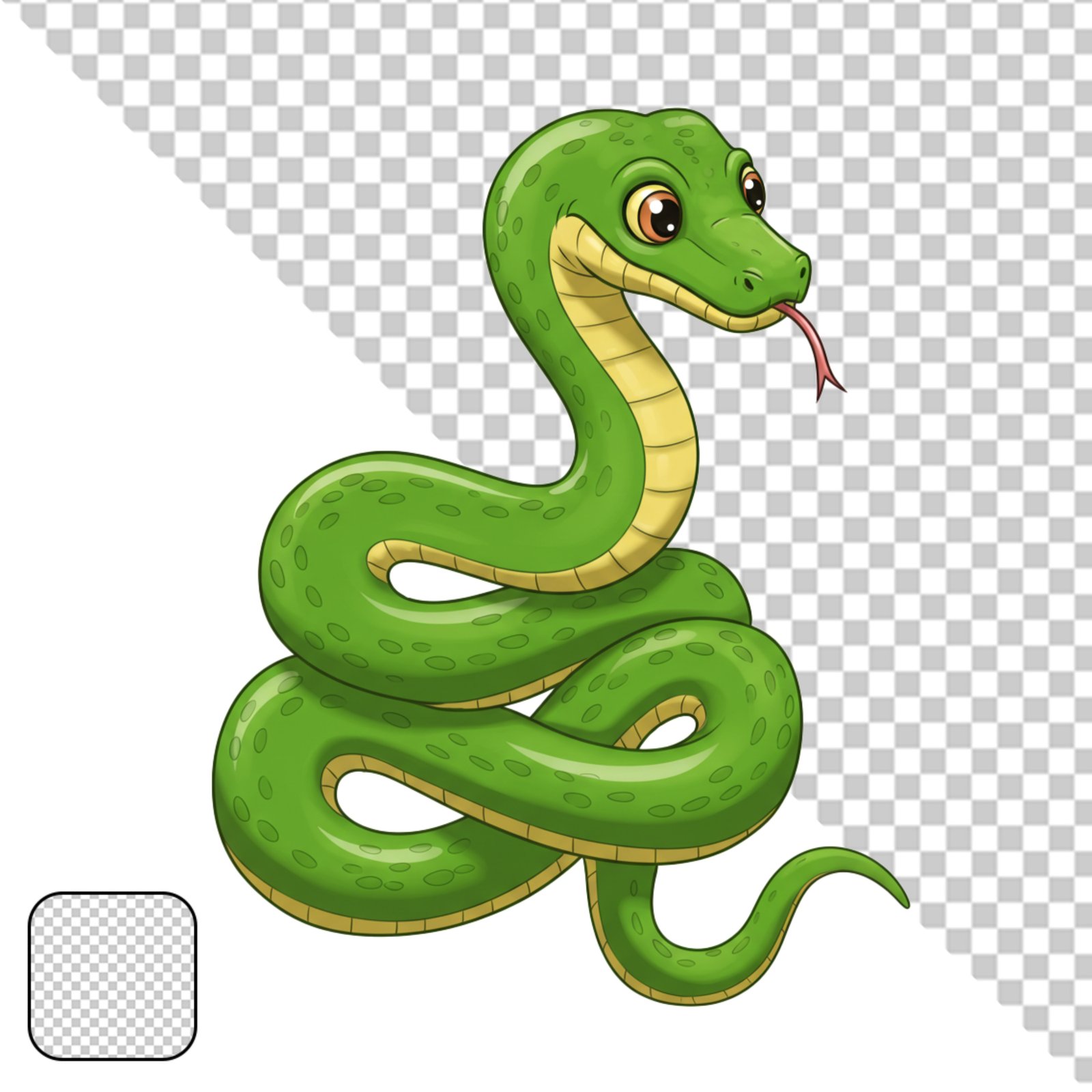 Cute Green Cartoon Snake Transparent PNG Illustration For Kids Design