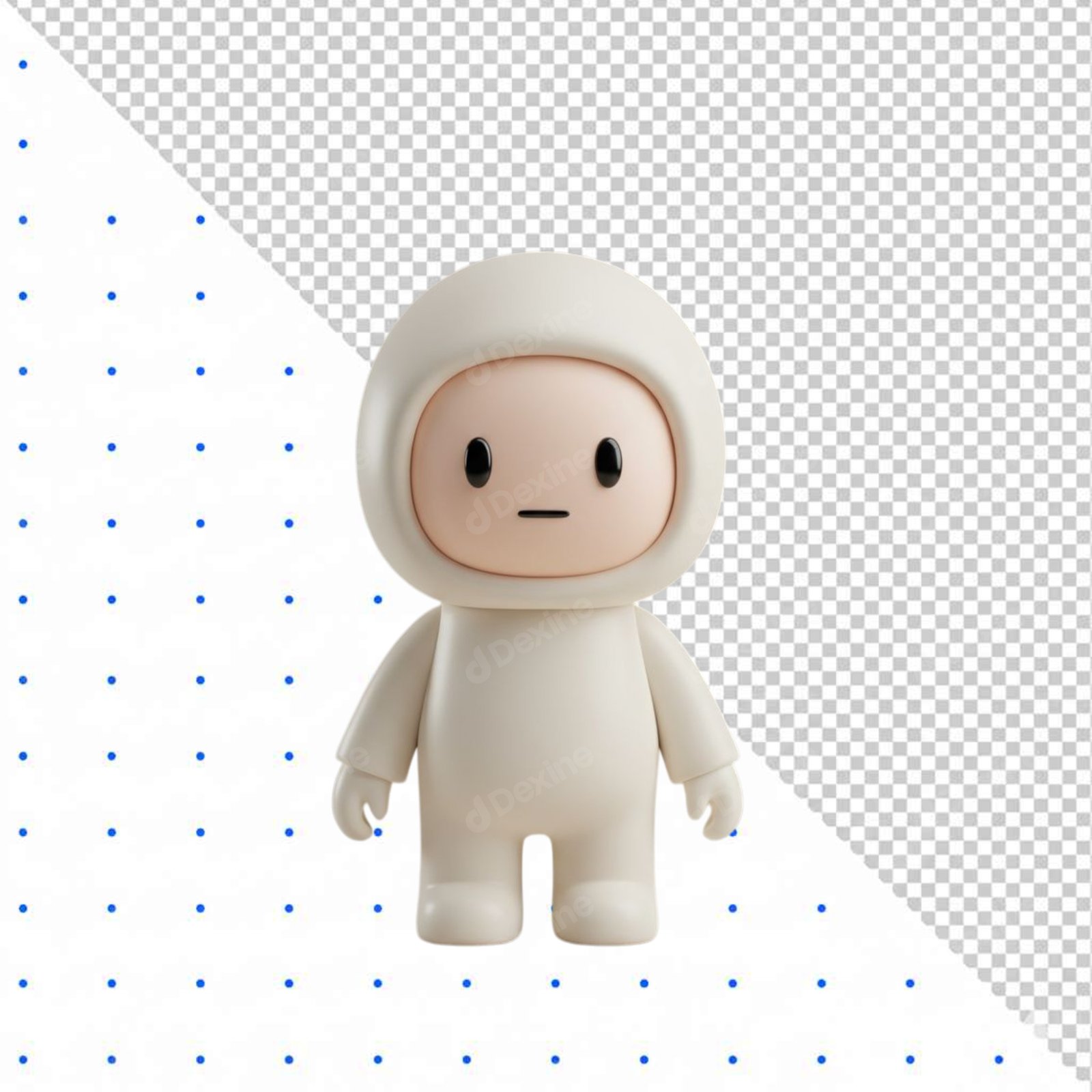 Cute Minimalist White 3D Figure Isolated On Transparent PNG Background