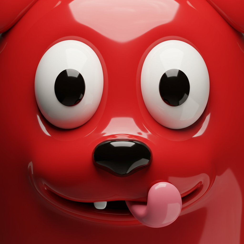 Cute Red 3D Cartoon Character Sticking Tongue Out