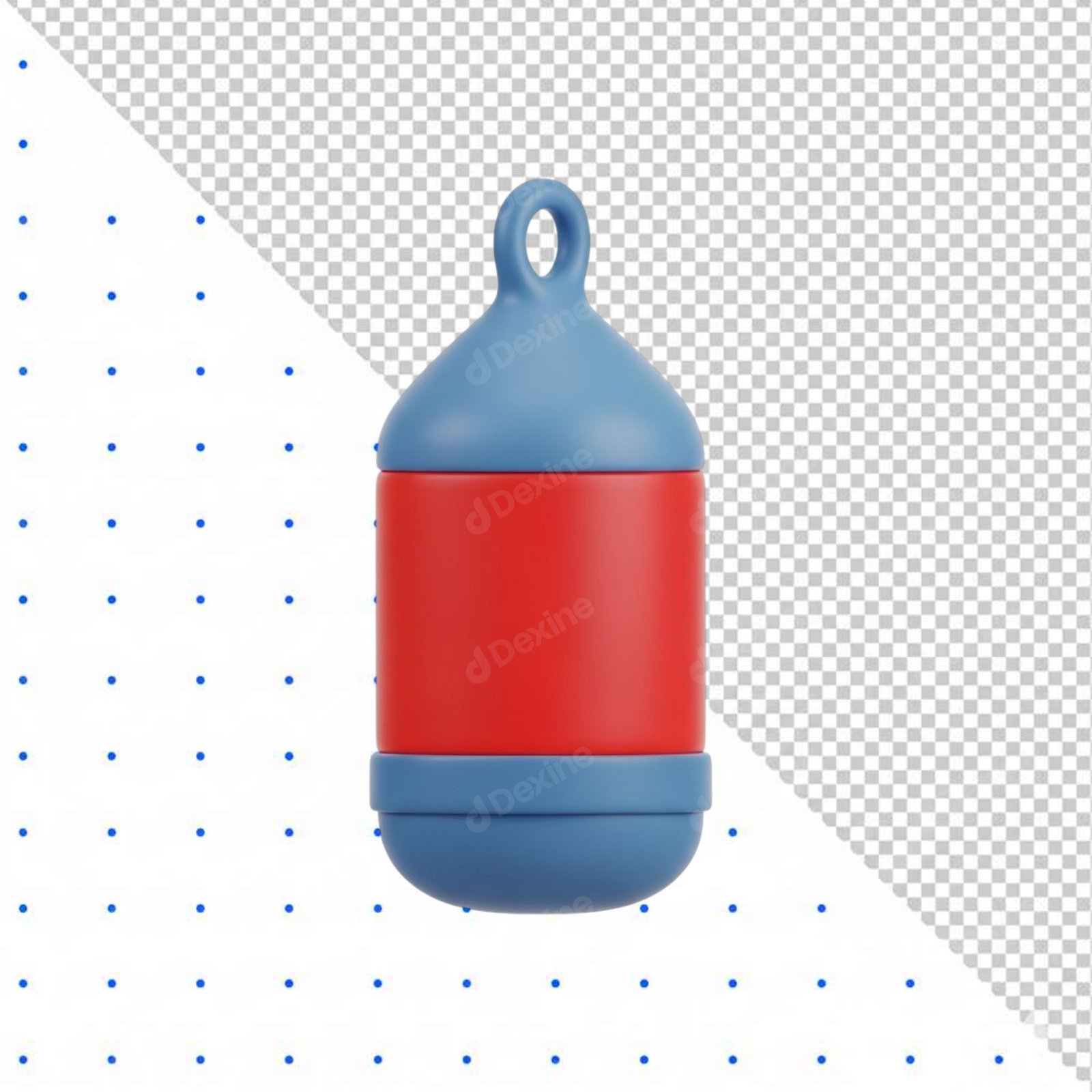 Cute Red And Blue 3D Container Icon Isolated On Transparent Background
