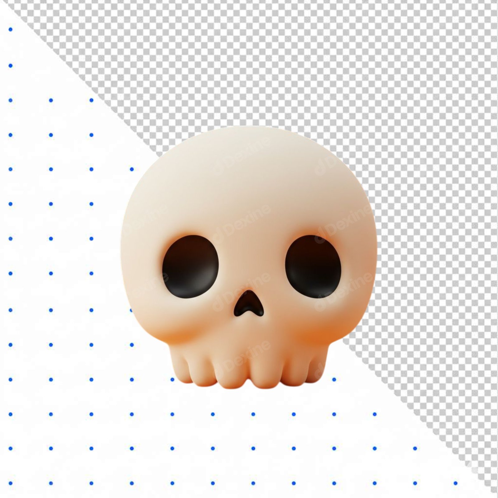 Cute Stylized 3D Skull Icon Isolated On Transparent Background PNG