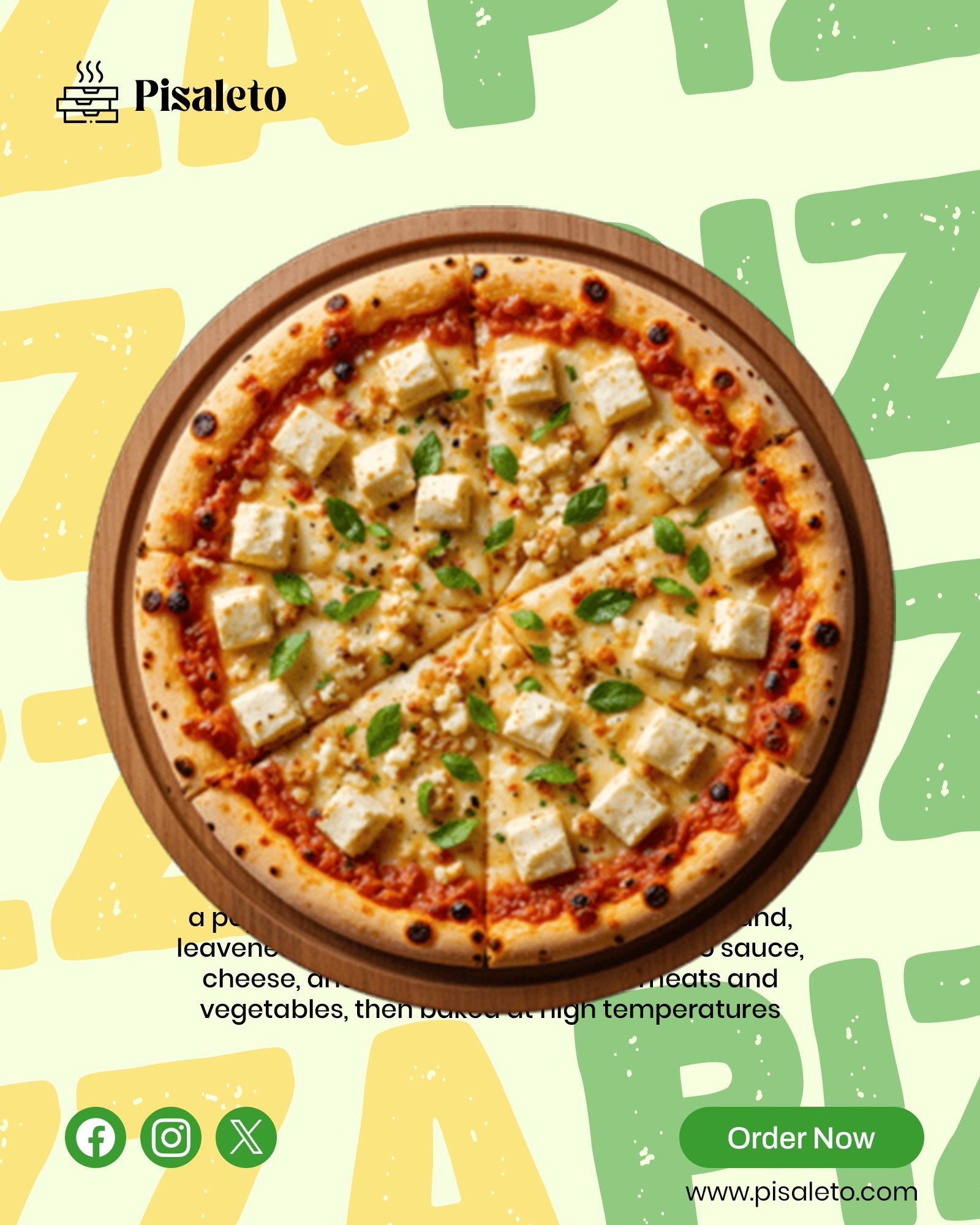 Delicious Pizza Restaurant Social Media Promotion Template