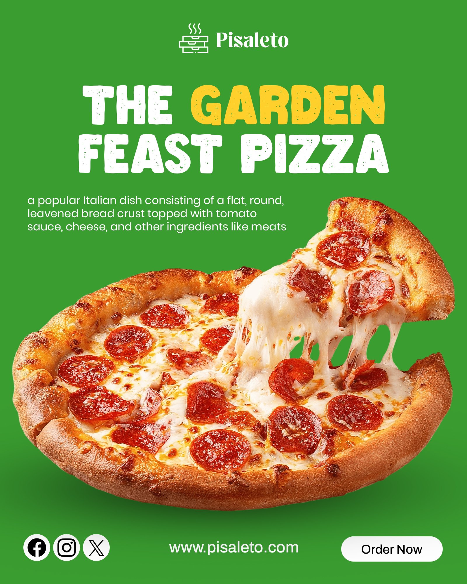 Delicious Pizza Social Media Template For Restaurant Promotion