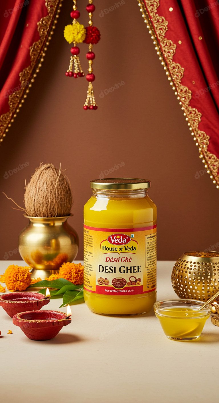 Desi Ghee Jar With Traditional Indian Festive Season Vibe