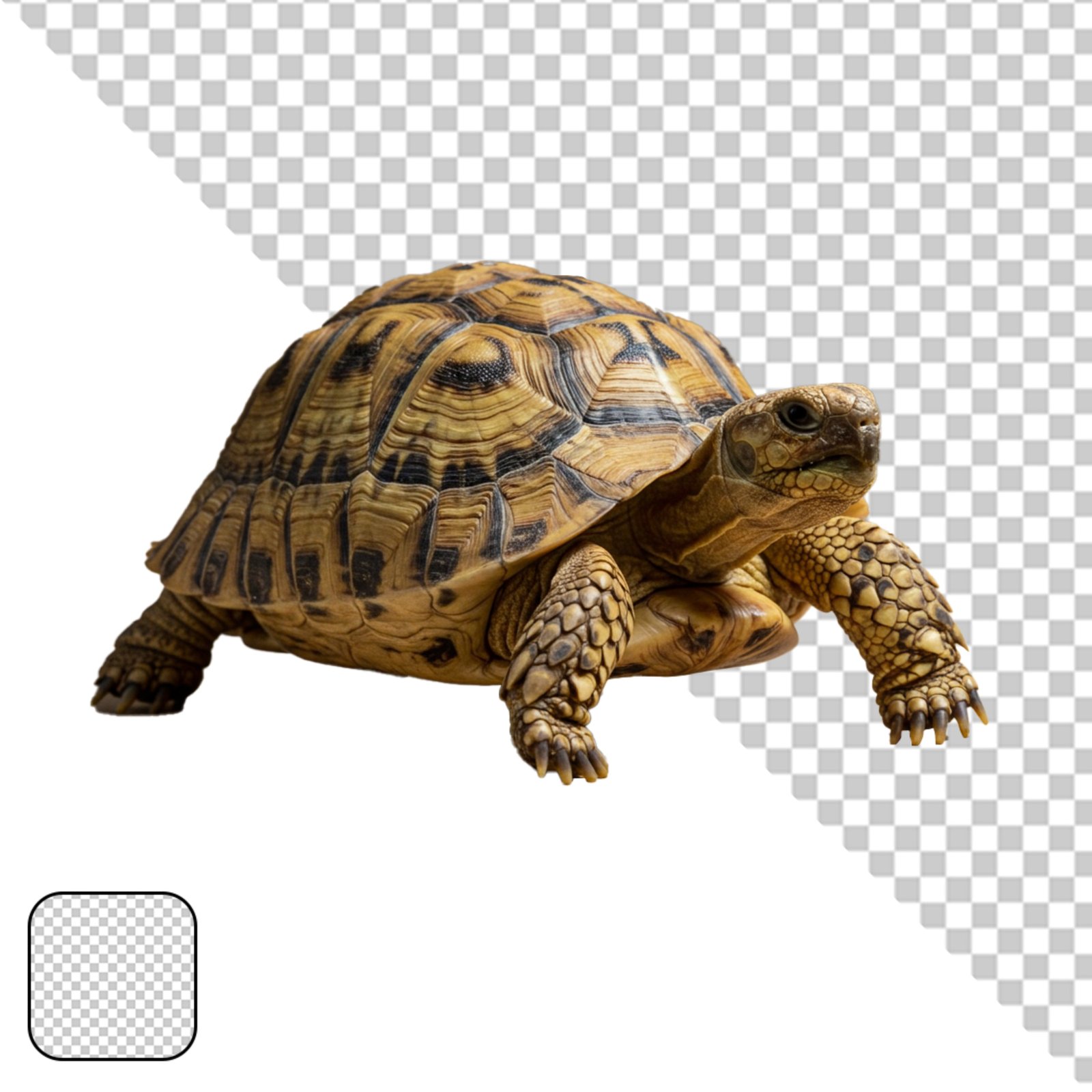 Detailed Tortoise Walking Cutout Isolated On Transparent Background