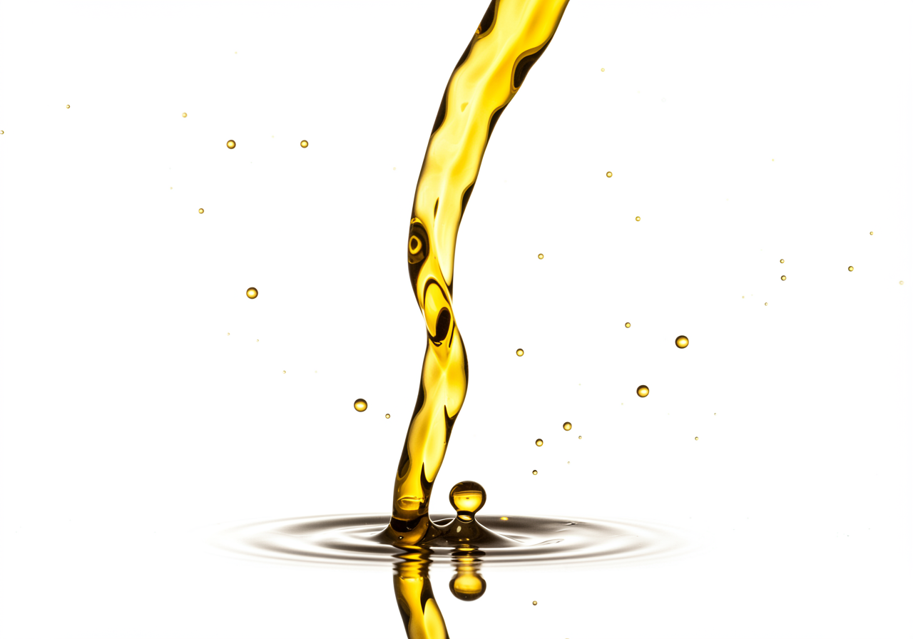 Dynamic Golden Liquid Stream With Splash And Ripples