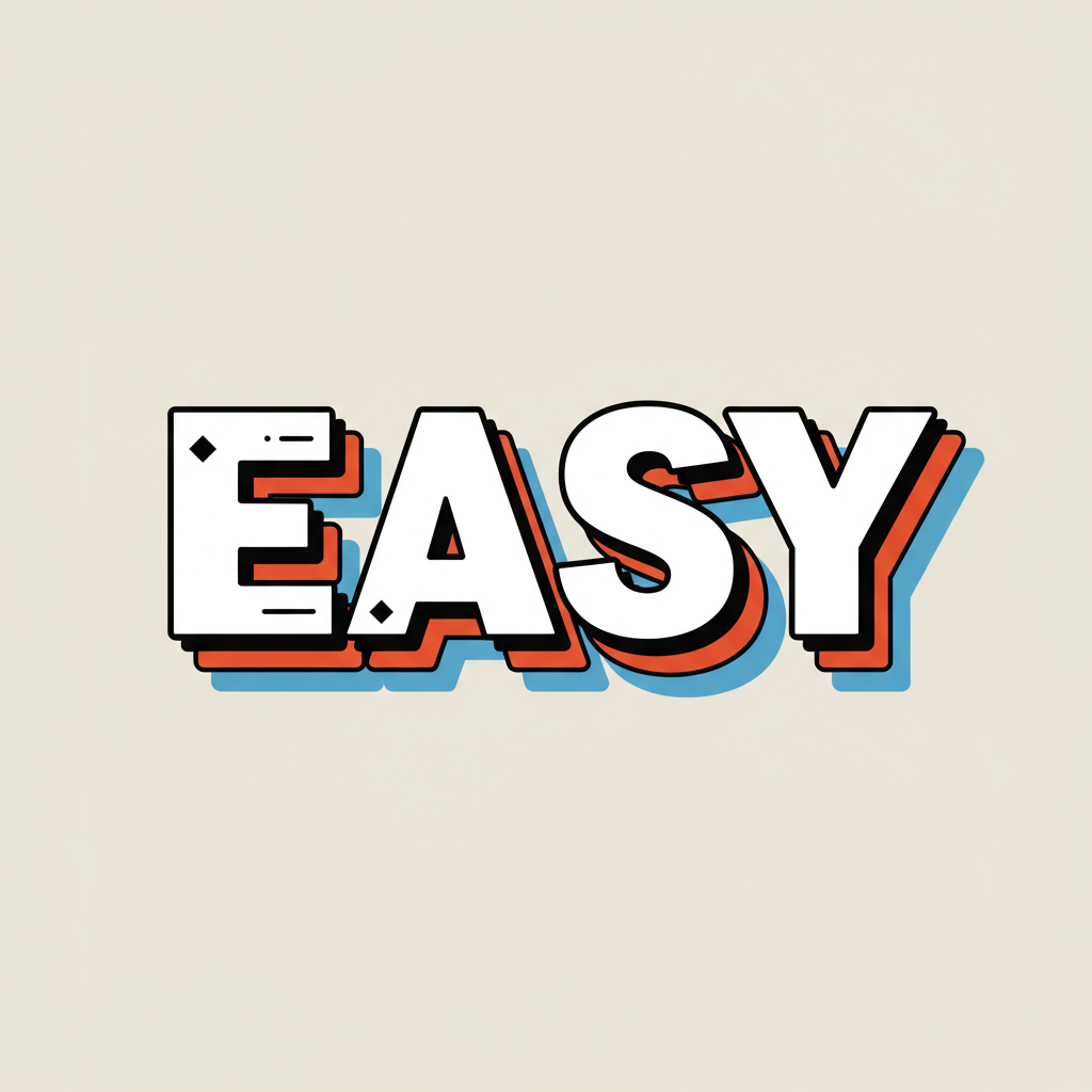 Easy Word Text With Retro Bold 3D Typography Design