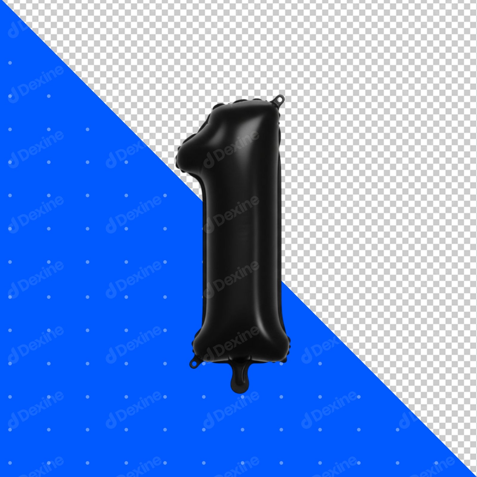 Elegant Black Number One Balloon Isolated PNG For Celebrations