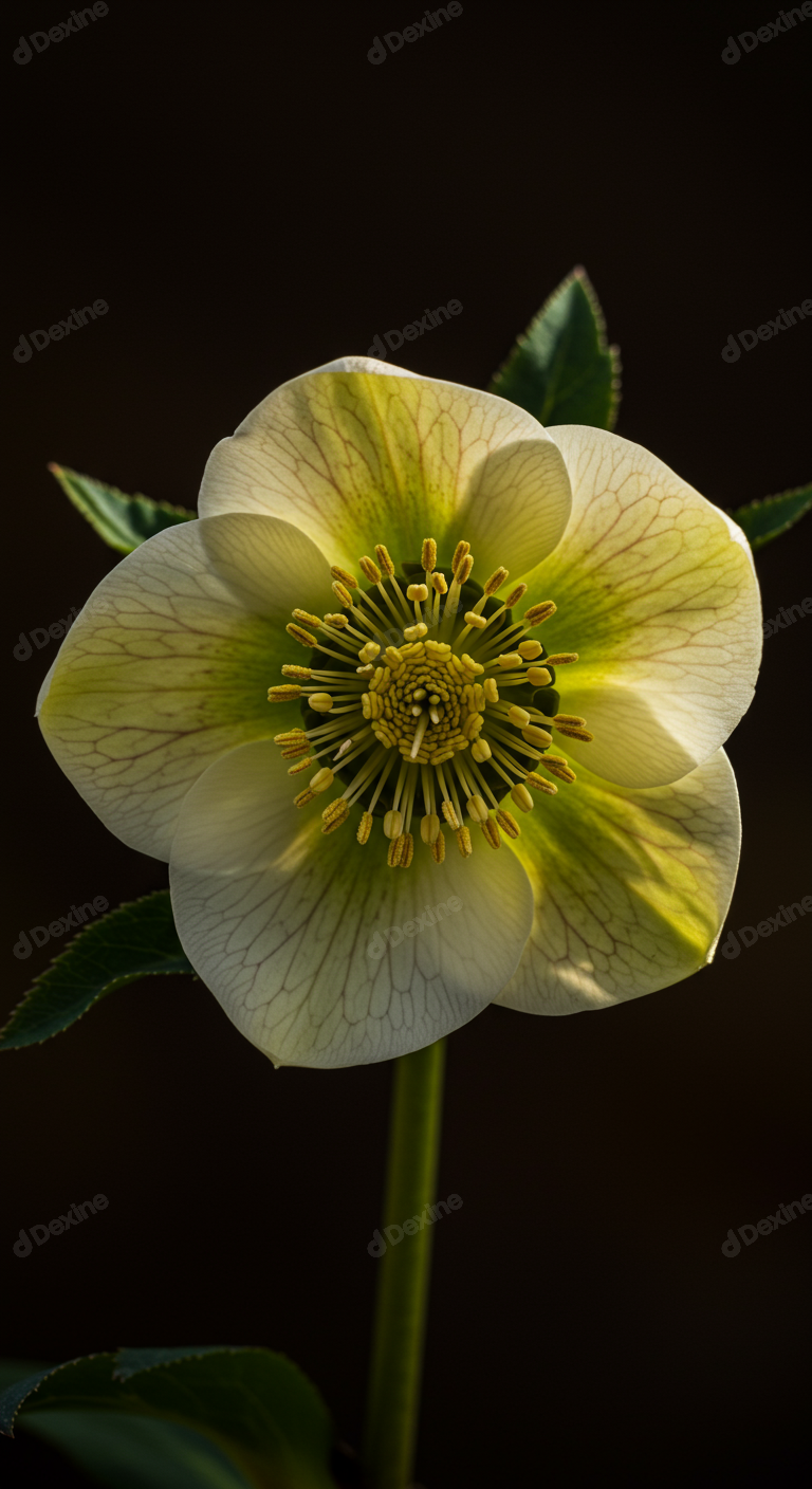Elegant Hellebore Flower With Delicate Petals And Bright Stamens