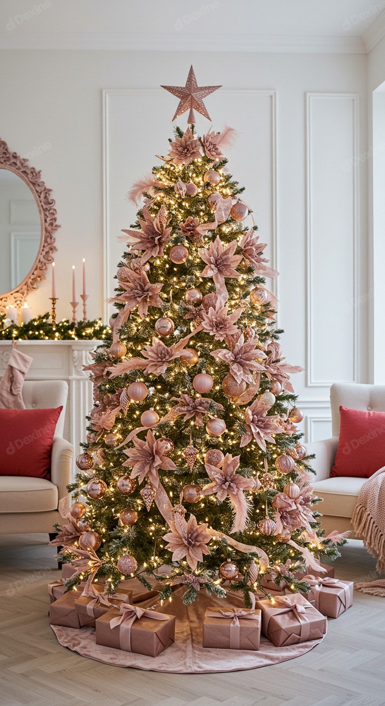 Elegant Rose Gold Christmas Tree With Festive Season Vibe