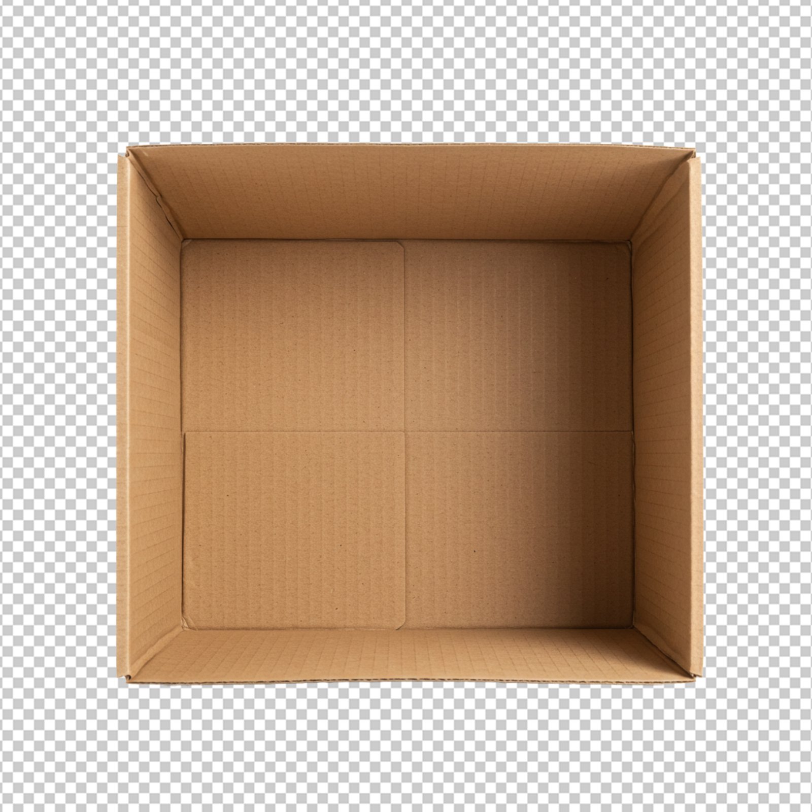 Empty Cardboard Box Top View Isolated Transparent PNG