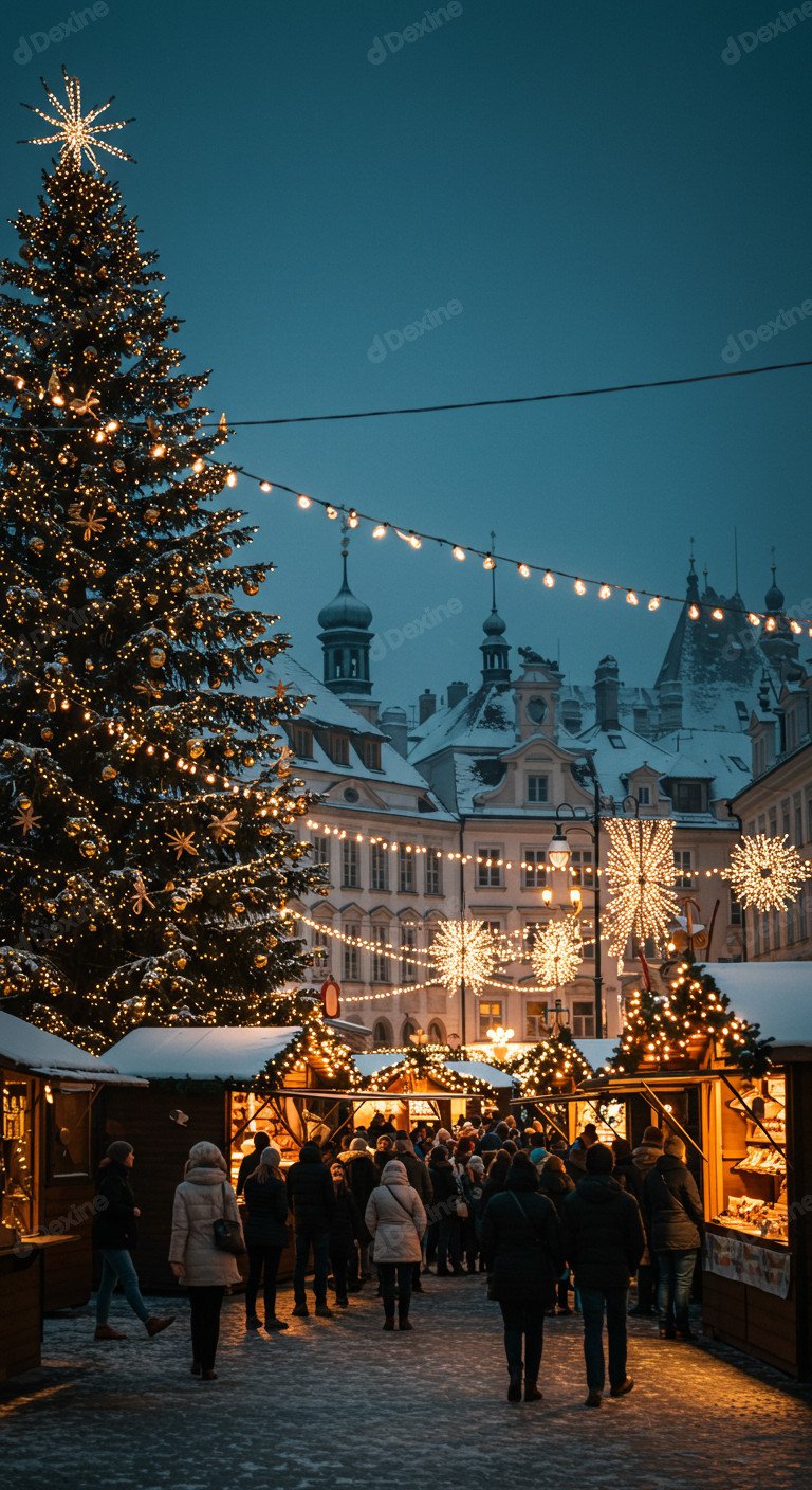 Enchanting European Christmas Market With Festive Season Vibe
