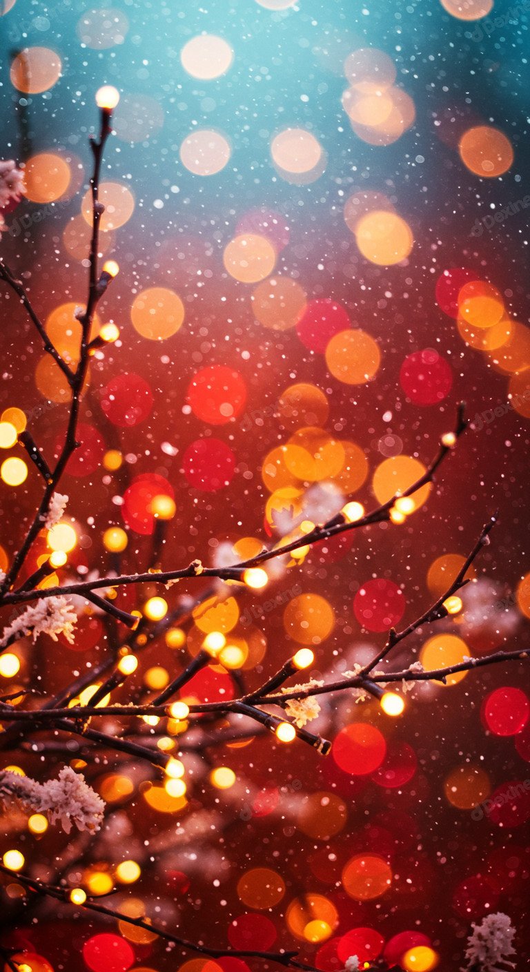 Enchanting Festive Season Vibe With Twinkling Lights And Snow