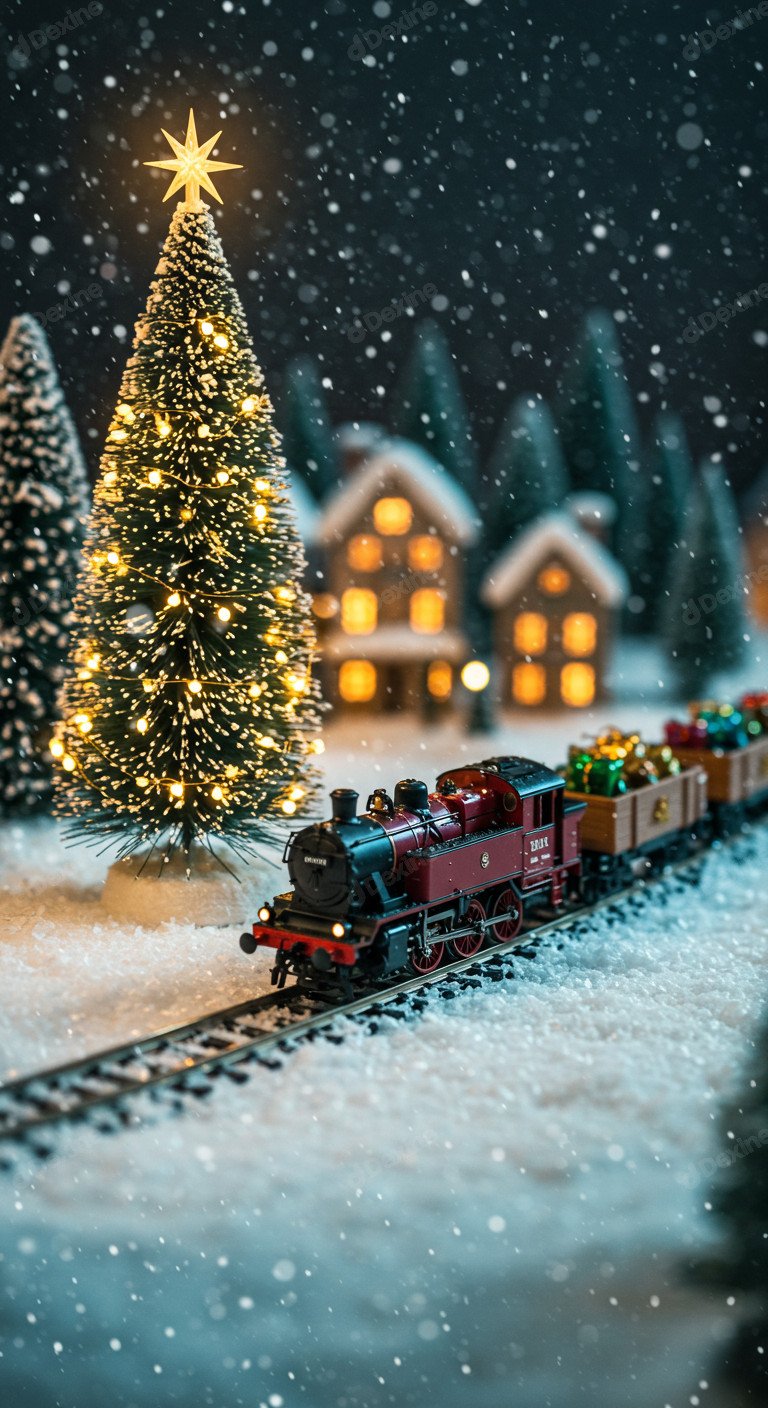 Enchanting Miniature Christmas Village With Toy Train Festive Season Vibe