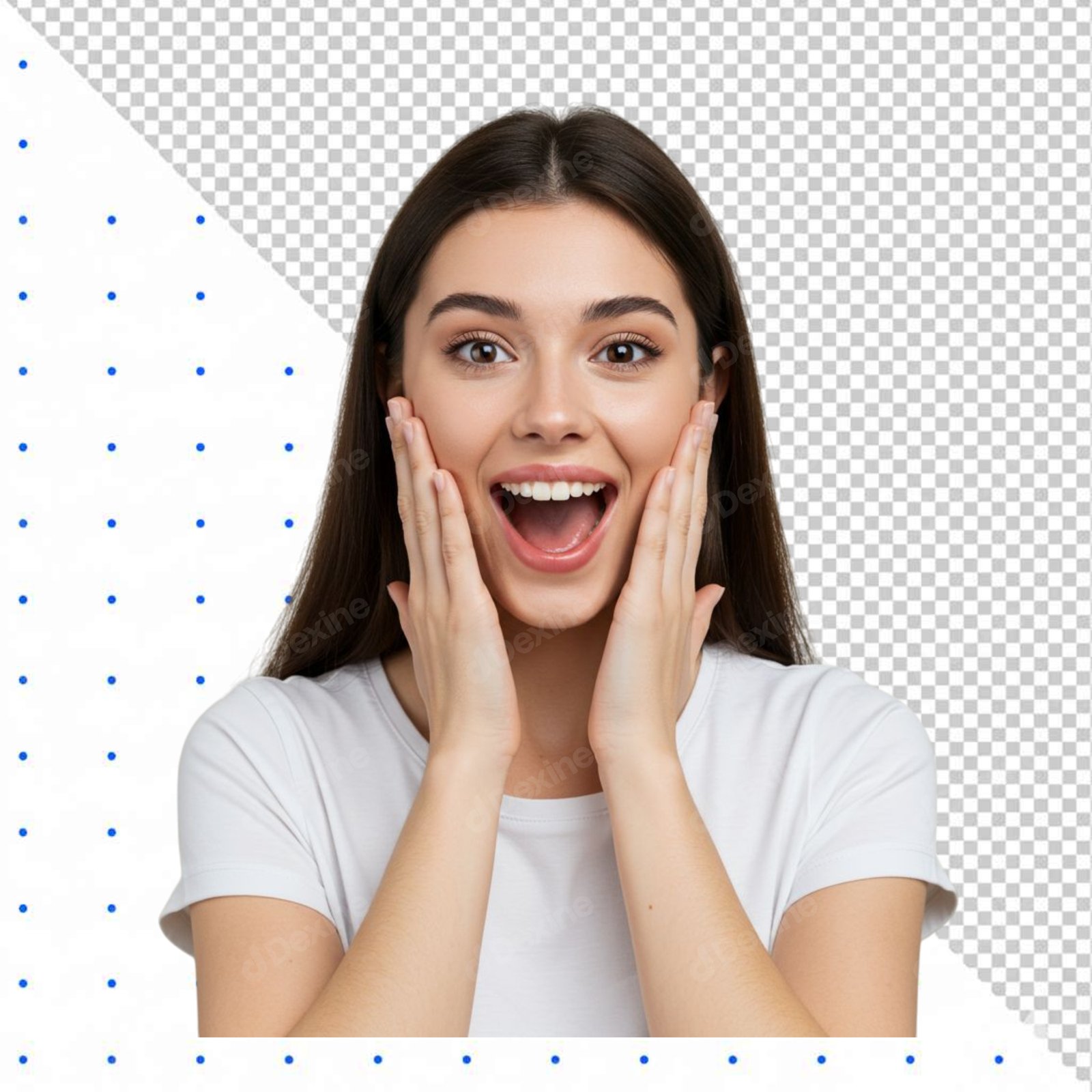 Excited Young Woman Expressing Surprise With Transparent Background Cutout