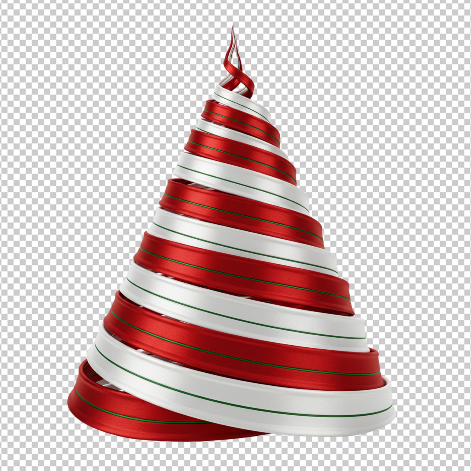 Festive Red White Ribbon Christmas Tree Transparent PNG Design Element