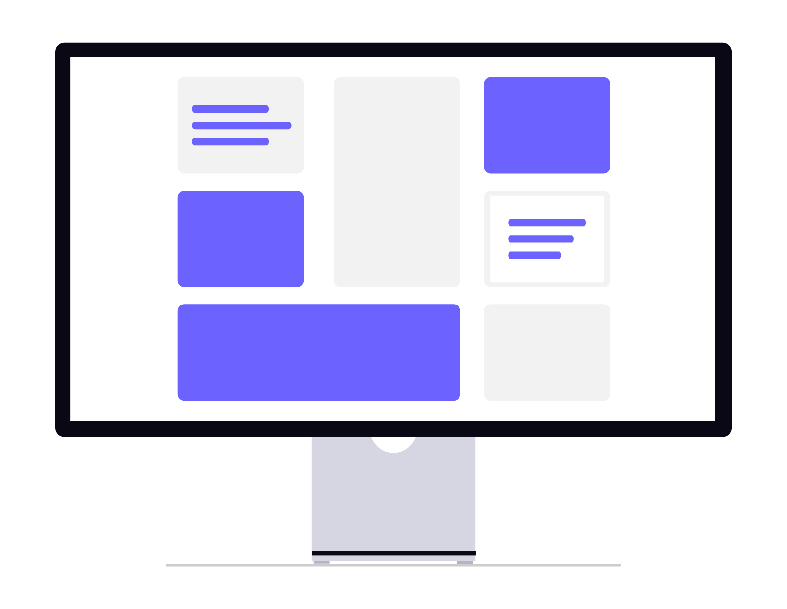 Flat Design Computer Monitor Displaying UI Web Layout