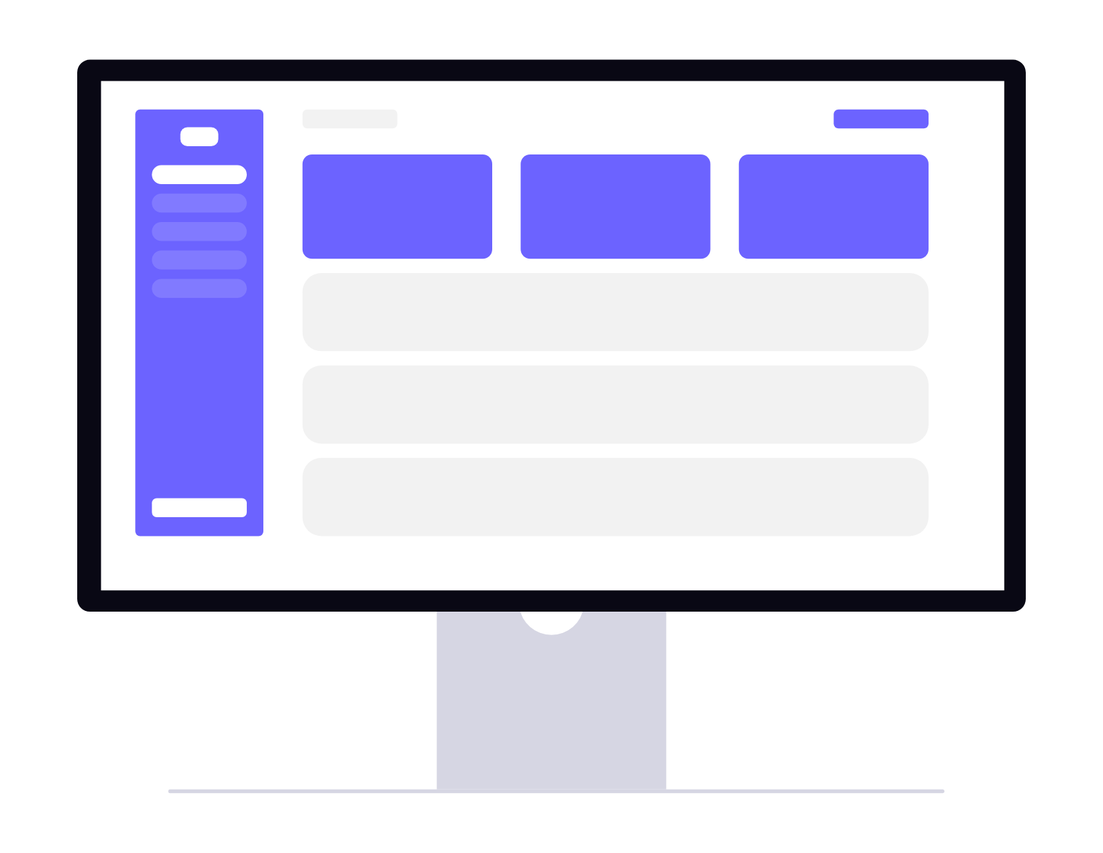 Flat Design Computer Monitor Displaying User Interface Layout Template