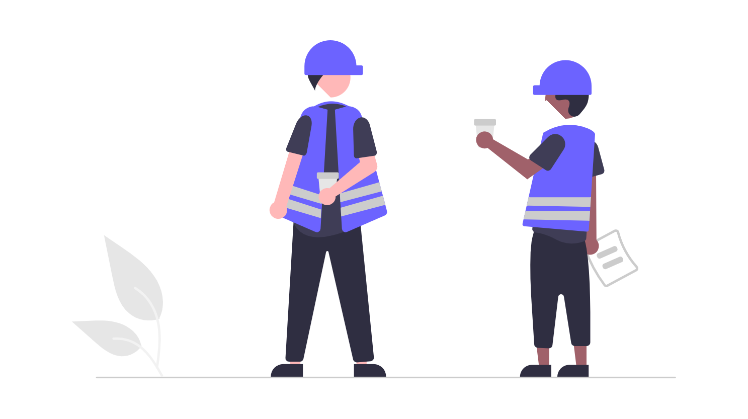 Flat Design Illustration Of Construction Workers Taking A Coffee Break
