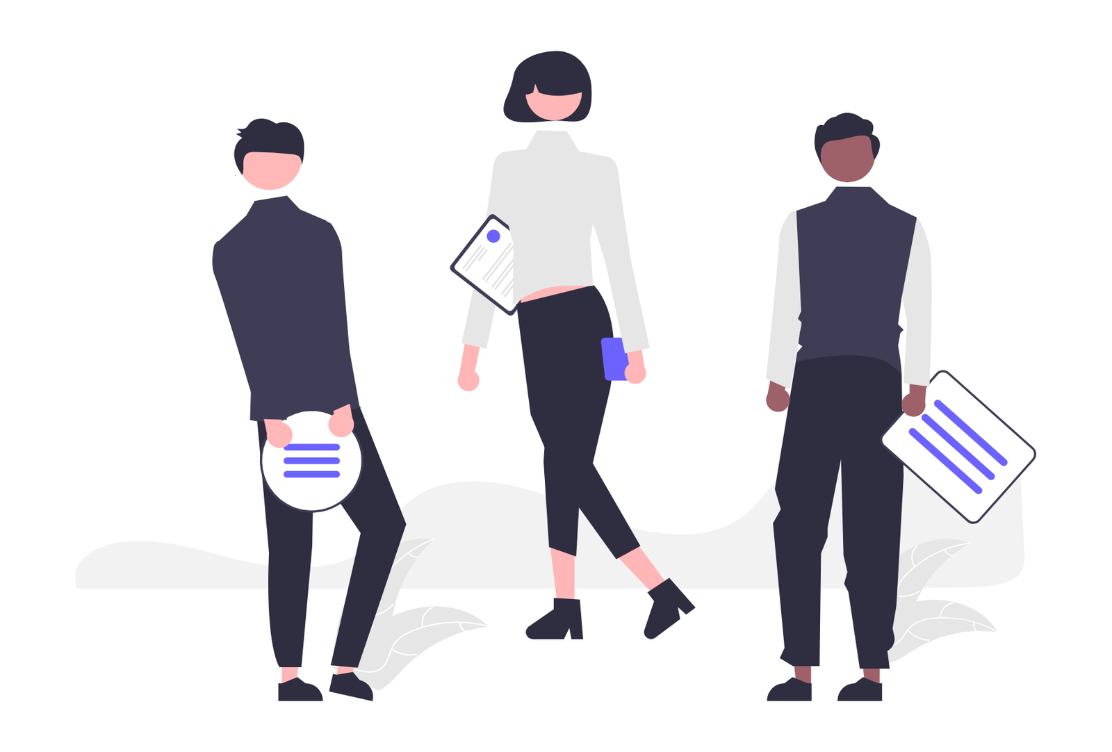 Flat Design Illustration Of Diverse Business People With Documents