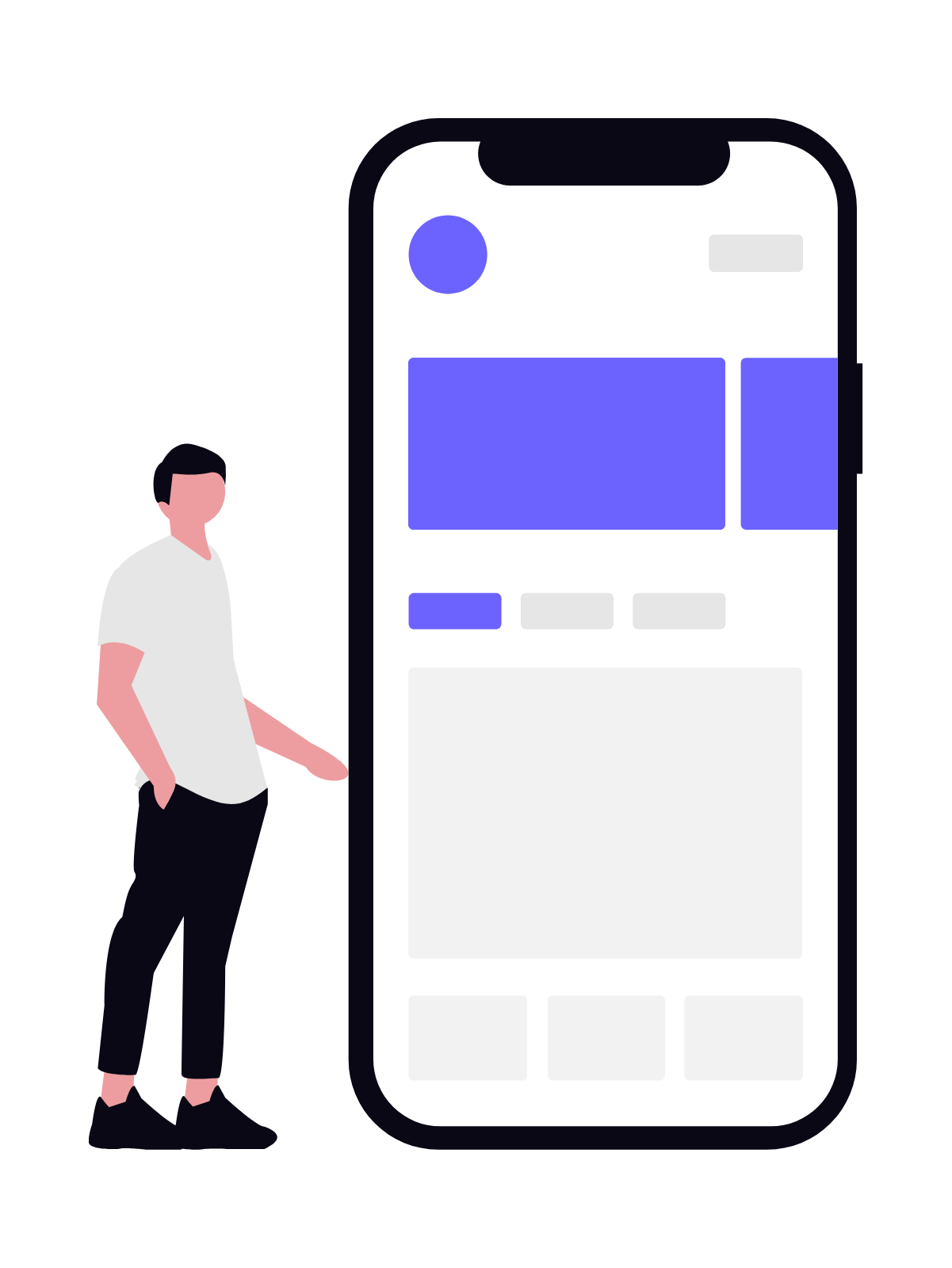 Flat Design Illustration Of Man Interacting With Smartphone Interface