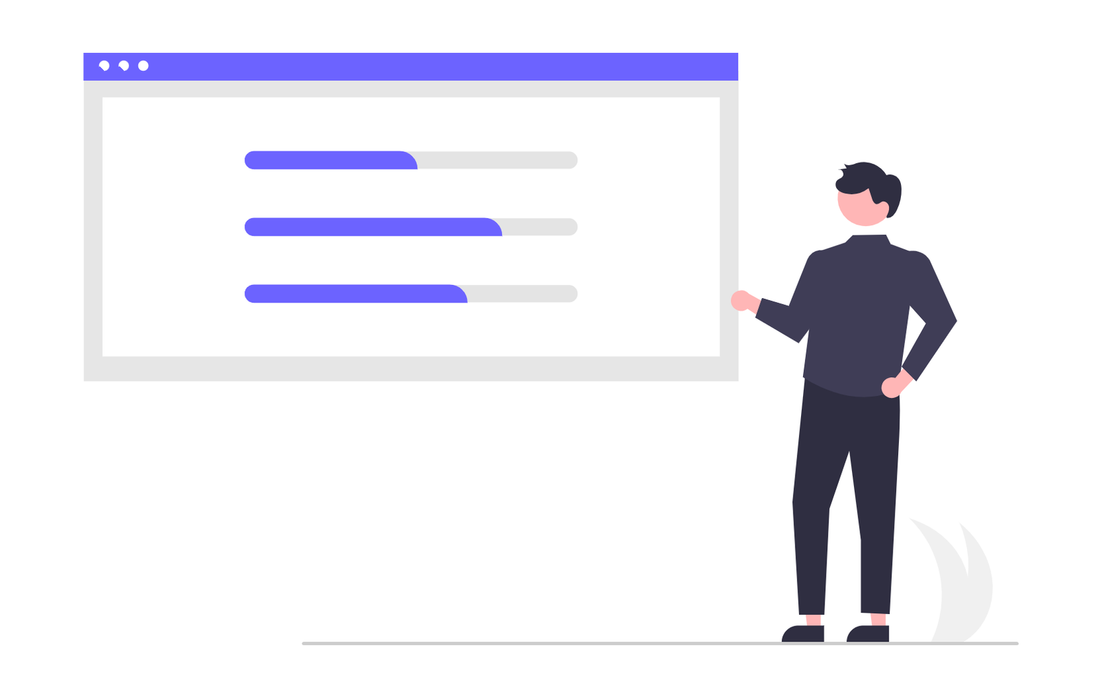 Flat Design Illustration Of Man Presenting Web Interface With Loading Progress
