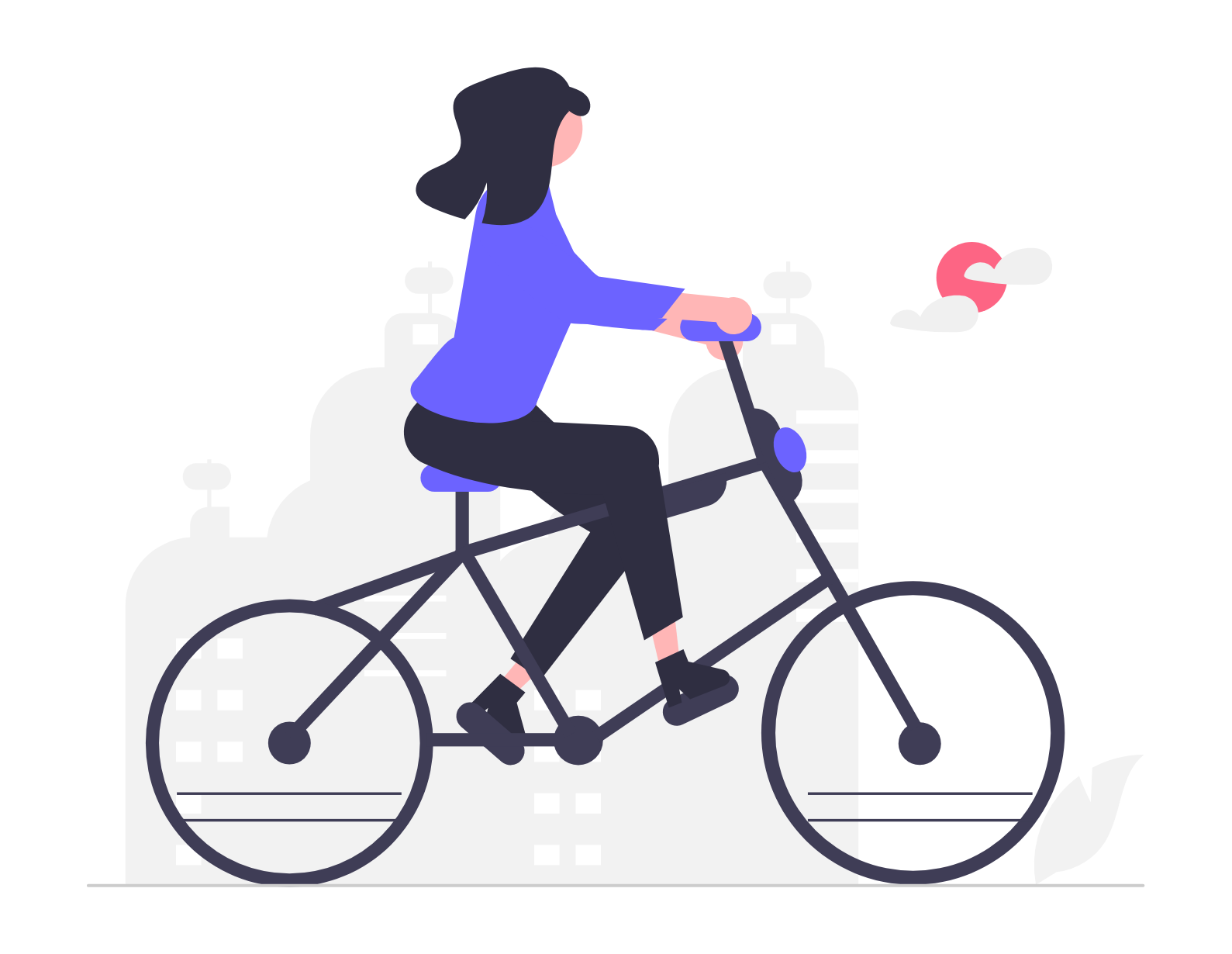 Flat Design Illustration Of Person Riding Bicycle In City