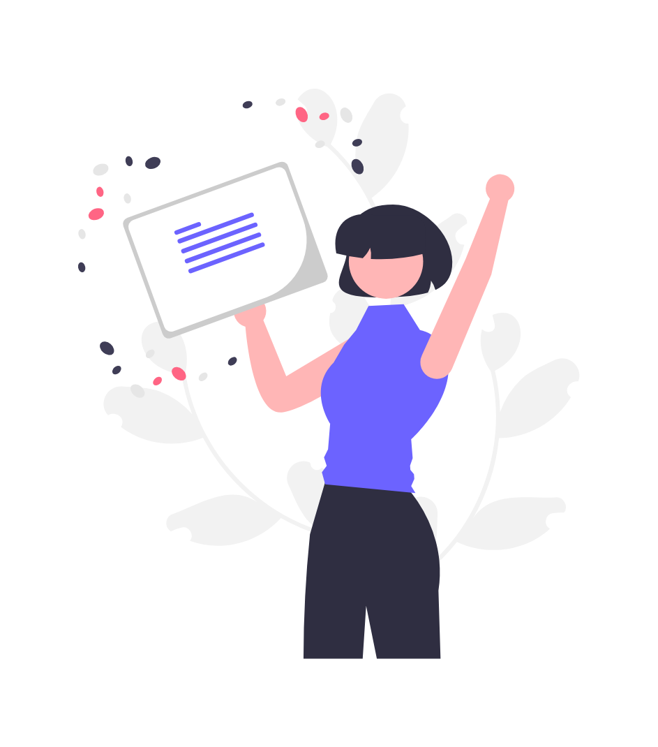 Flat Design Illustration Of Woman Celebrating Success With Document