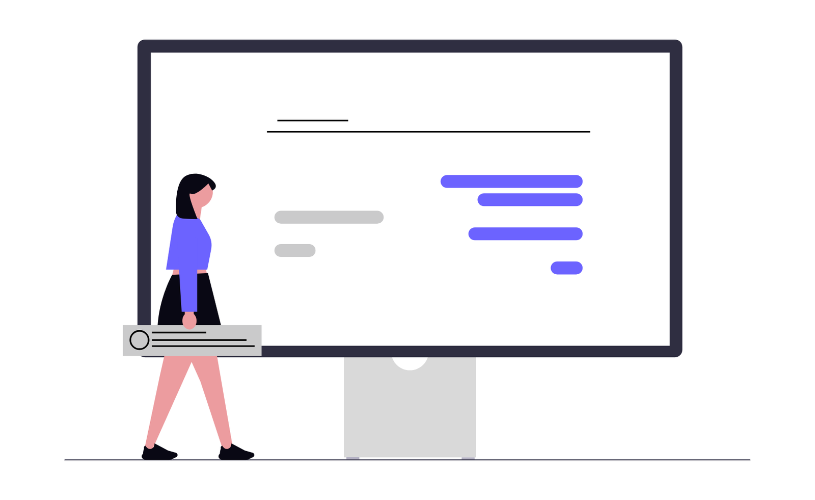 Flat Design Illustration Of Woman Managing Digital Data On Computer