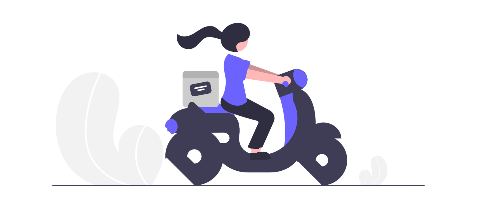 Flat Design Illustration Of A Woman Delivering Package On A Scooter