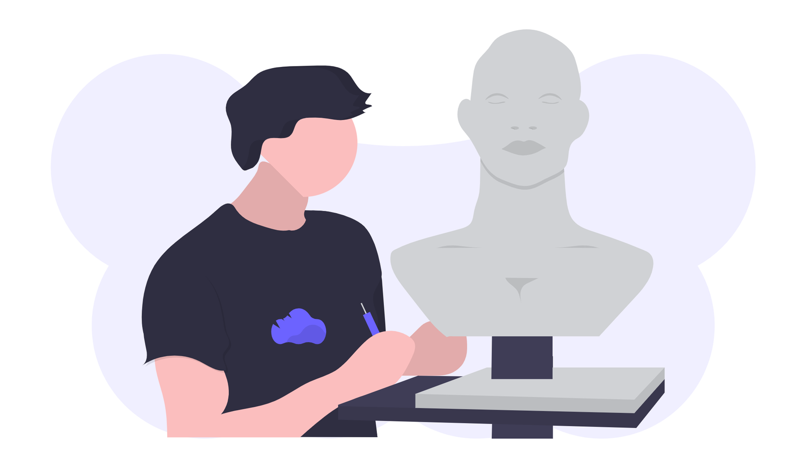 Flat Design Illustration Of An Artist Sculpting A Bust